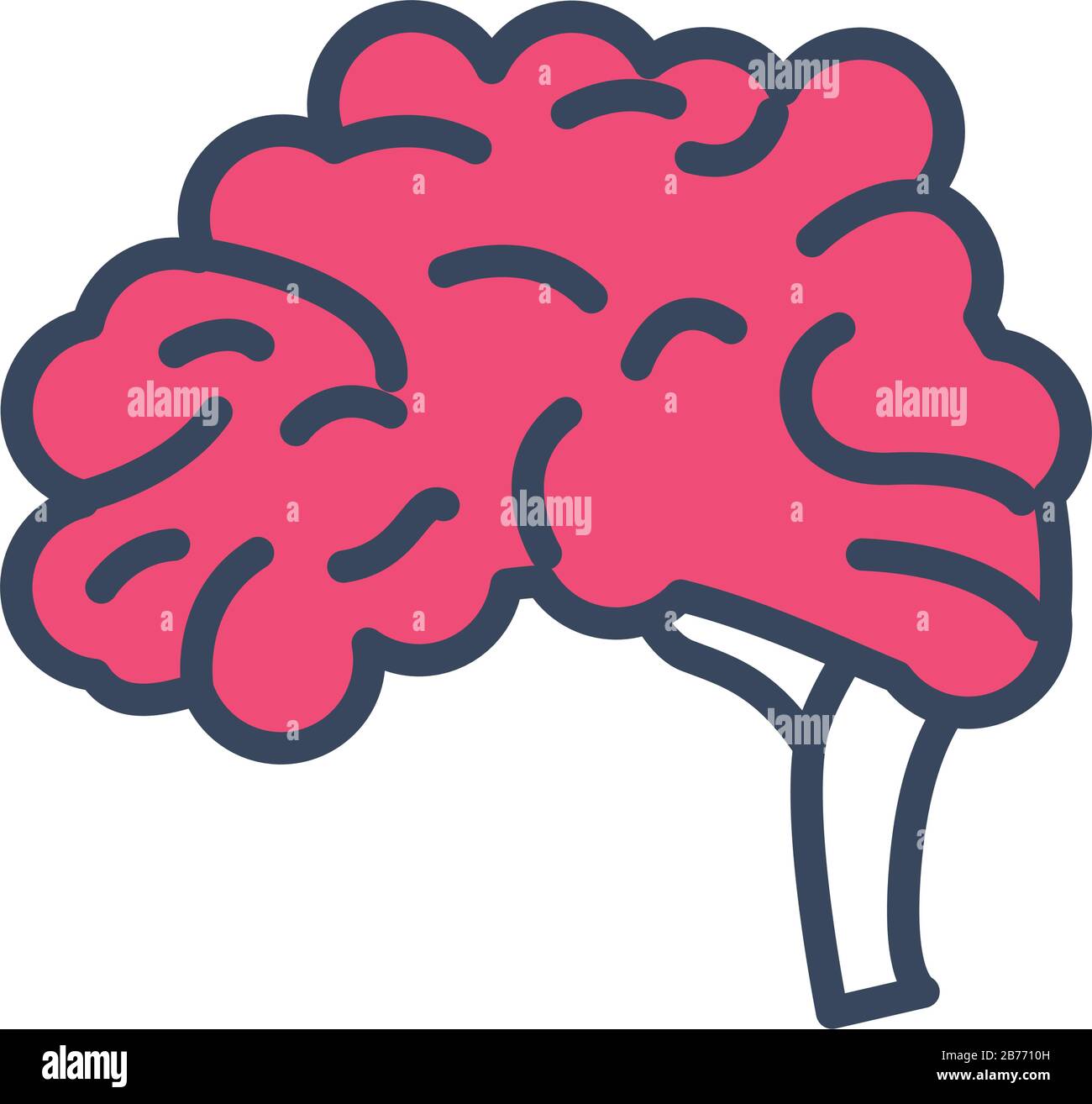 cervello umano organo half line e colore stile icona Illustrazione Vettoriale