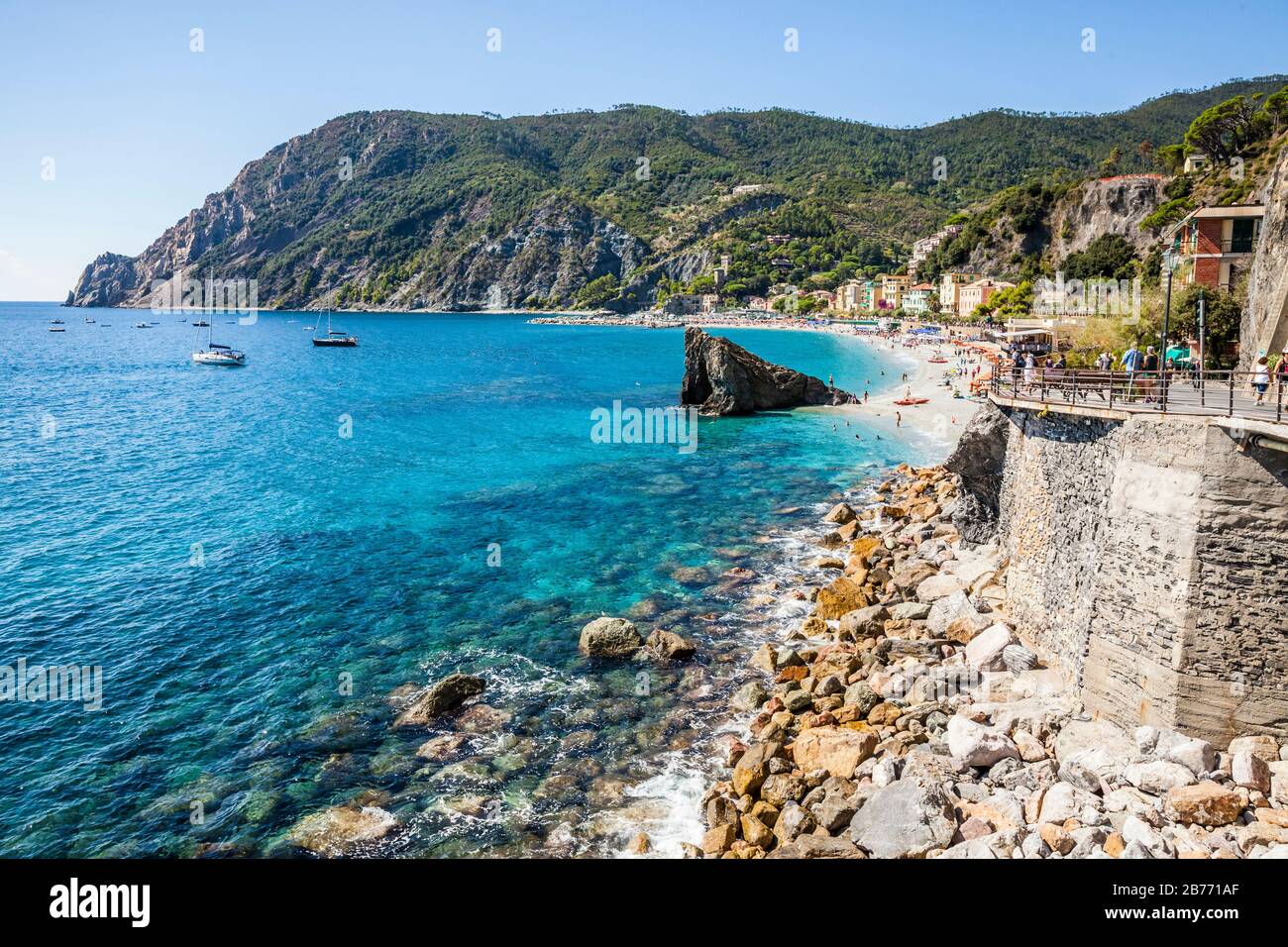 Il lungomare di Monterosso al Mare, Italia. Foto Stock