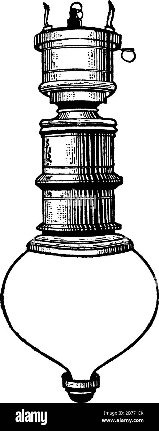 Una lampada ad arco che è il tipo di lampade elettriche. È inventata da  Humphrey Davy nel 1800. Si compone di due elettrodi e riempito con un po  'di gas, menta Immagine