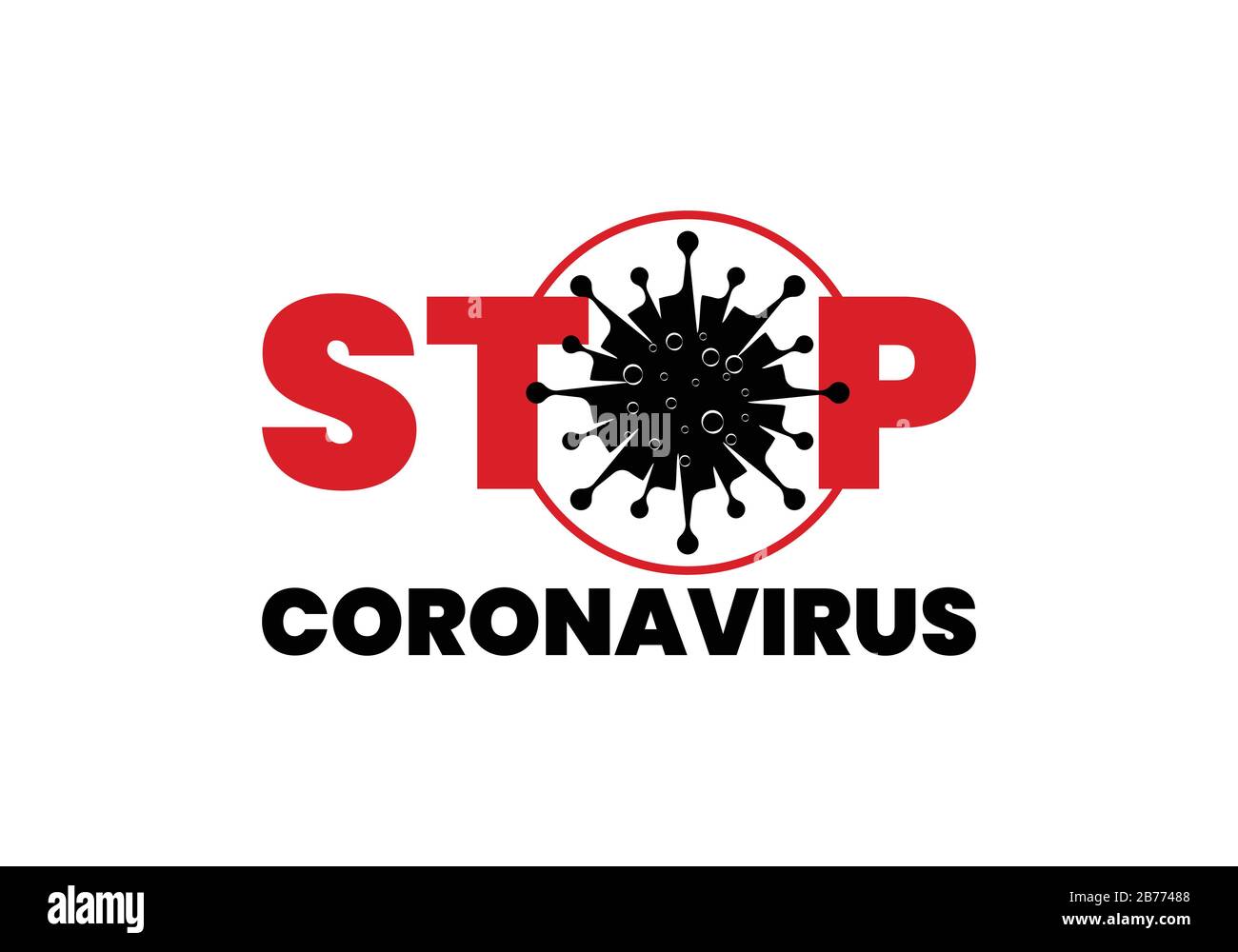 Coronavirus (Covid-19). Simbolo della lotta contro il coronovirus. Stop virus sign. (Interrompi segnale virus) Illustrazione del vettore piatto con l'emblema dell'infezione da Coronovirus. Illustrazione Vettoriale