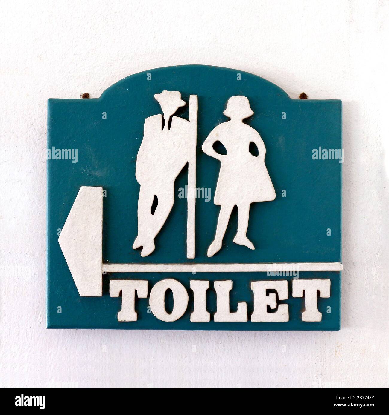 Cartello WC Uomo E Donna Con Freccia A Sinistra - Pannello In PVC A5 Per Interni Ed Esterni