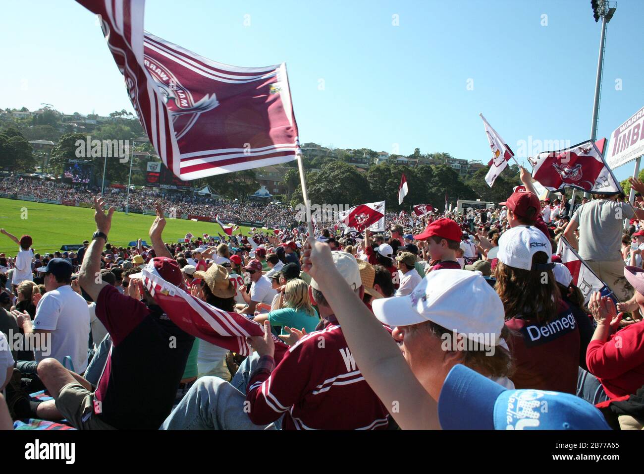 Spettatori di una partita di calcio a Sydney, nuovo Galles del Sud, Australia. Foto Stock