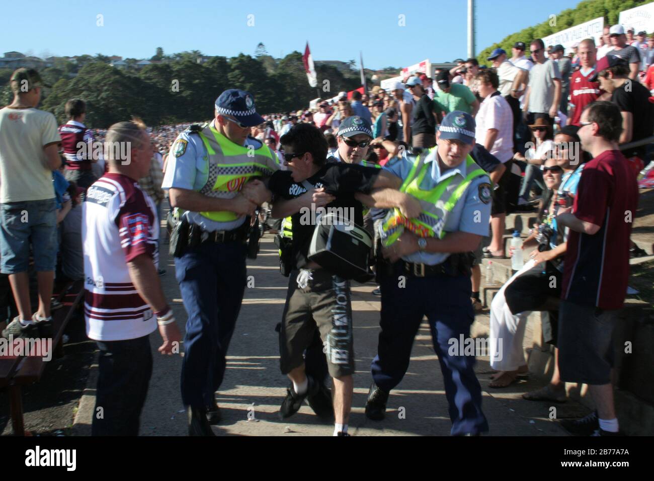 Spettatori di una partita di calcio a Sydney, nuovo Galles del Sud, Australia. Foto Stock