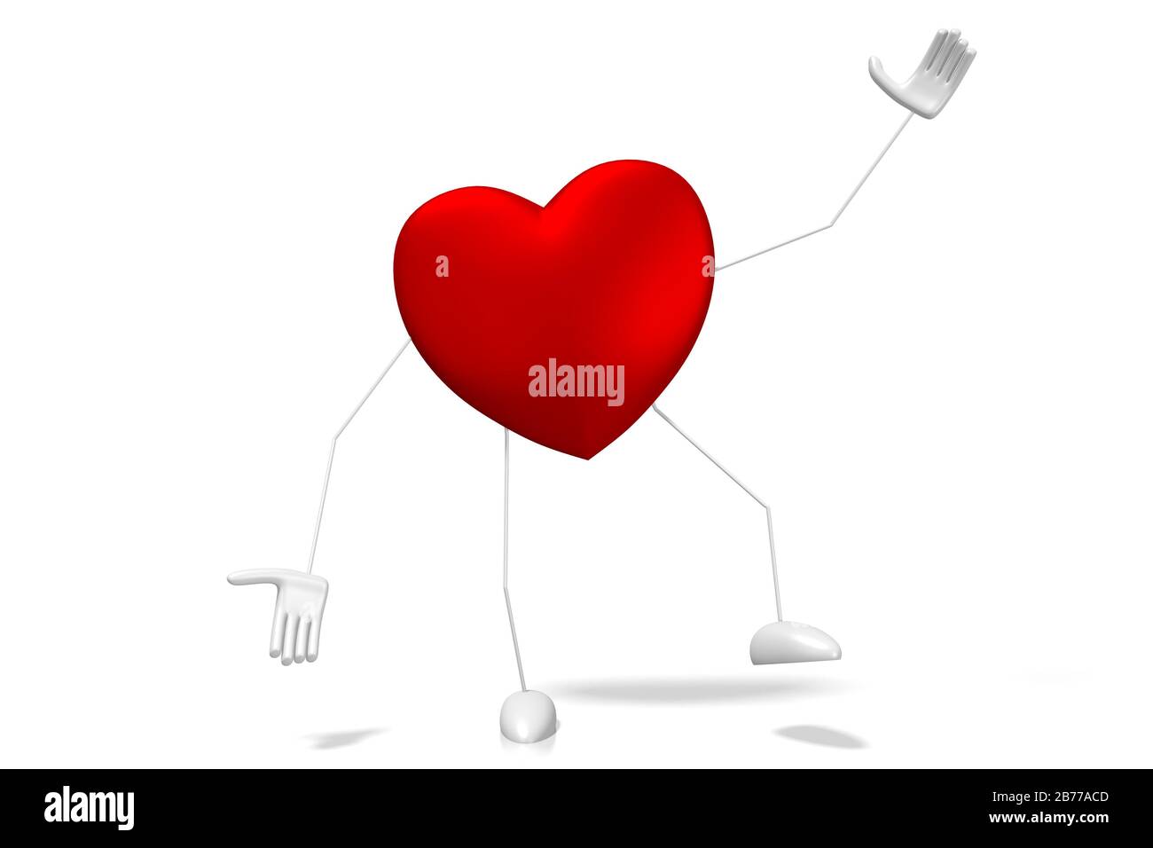 Personaggio 3D Heart Cartoon - isolato su sfondo bianco Foto Stock