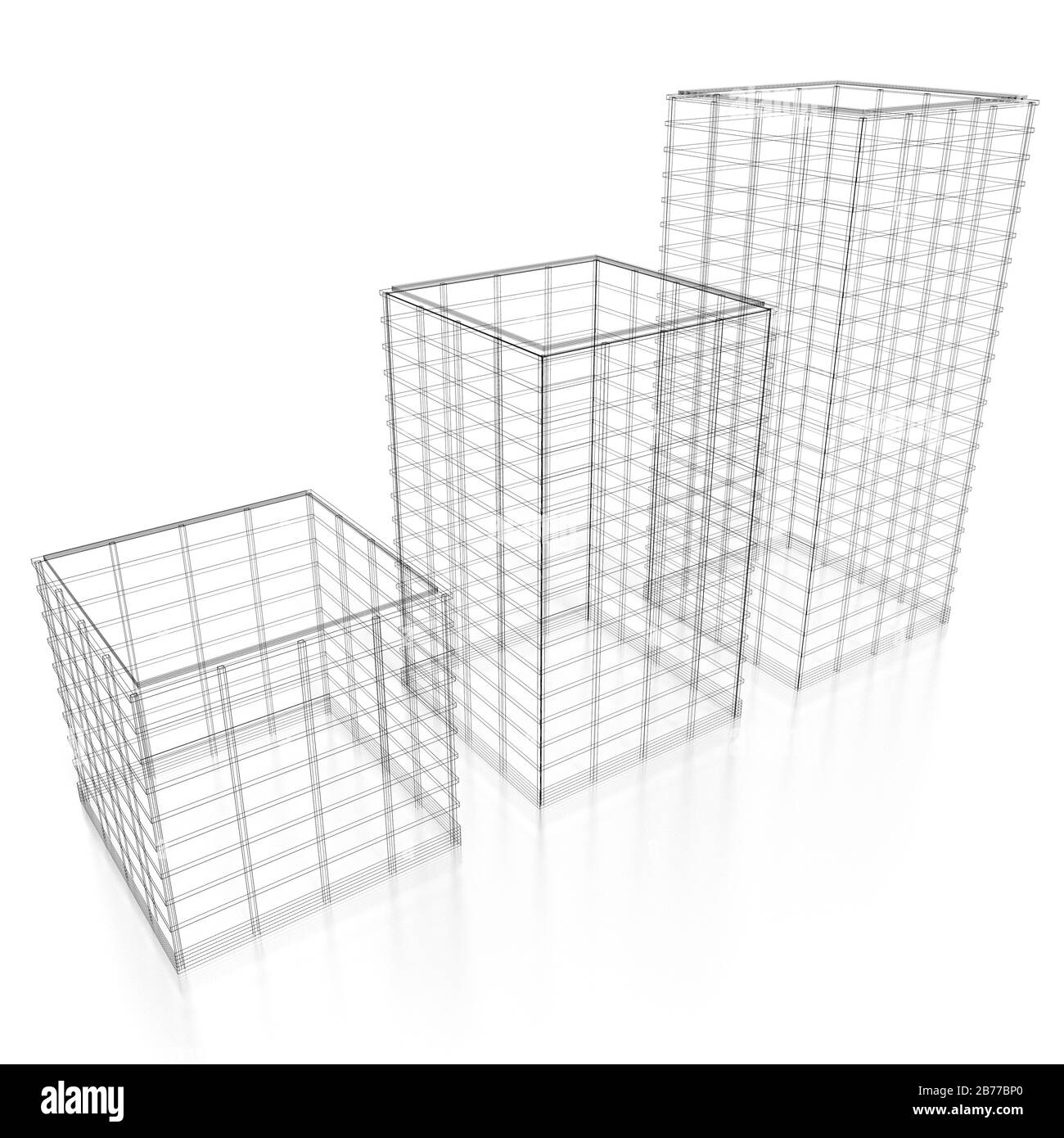 Edifici 3D per uffici - struttura a reticolo Foto Stock