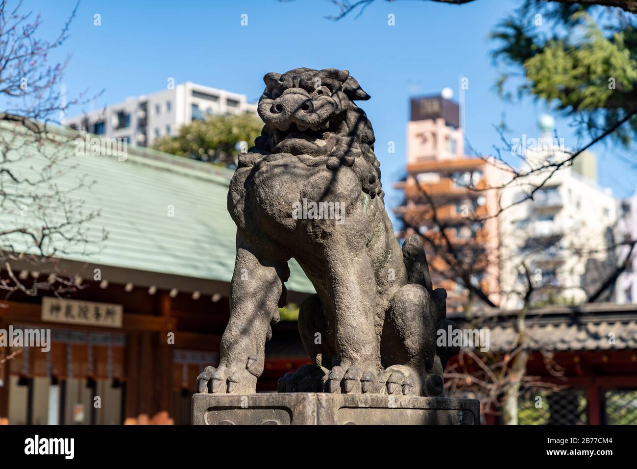 Leone Guardiano, Santuario Di Nezu, Bunkyo-Ku, Tokyo, Giappone Foto Stock