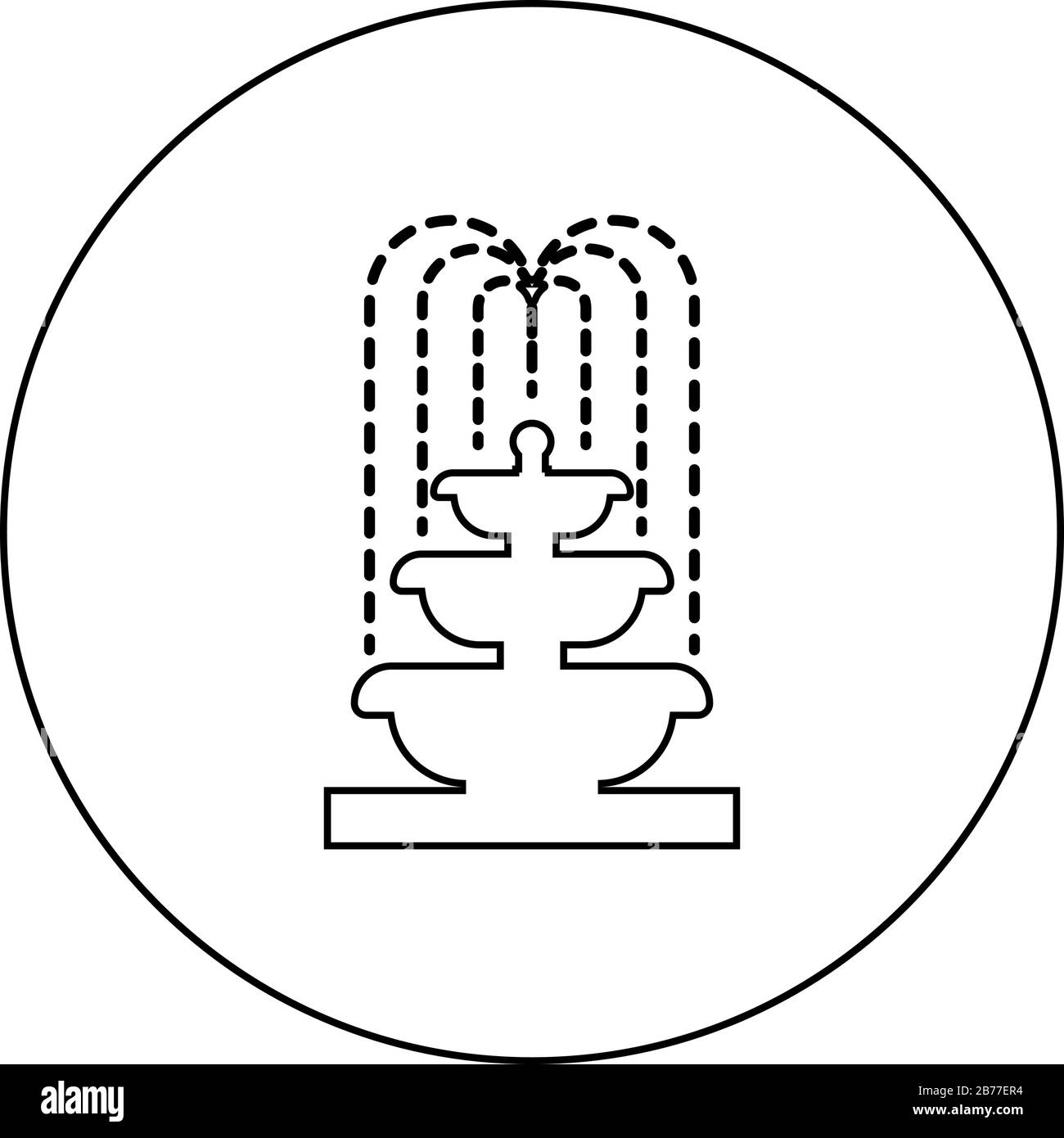 Fontana livello Dell'Acqua icona in cerchio contorno rotondo nero colore vettore illustrazione stile piatto semplice immagine Illustrazione Vettoriale