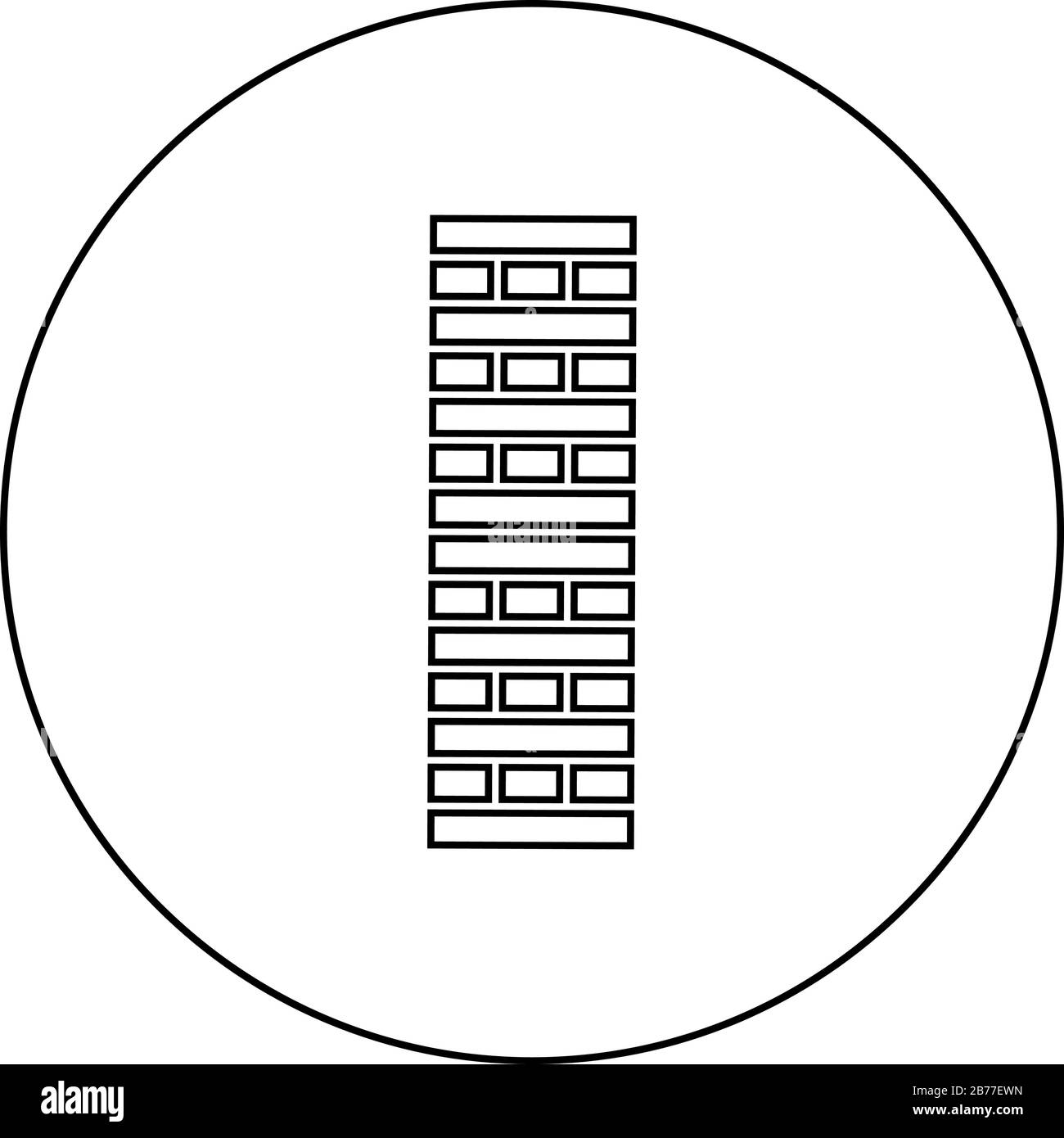 Mattone blocchi pilastro in gioco stack per la casa adulti e bambini tempo libero Giochi da tavolo icona blocco di legno in cerchio contorno nero vettore colore Illustrazione Vettoriale