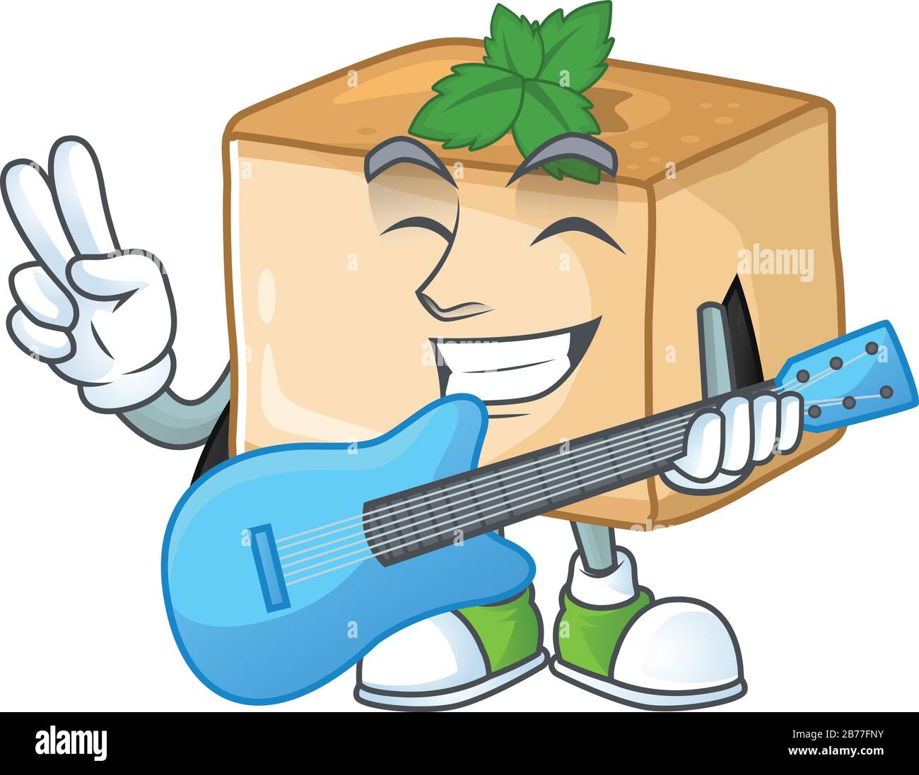 Cena di talento basbousa cartoon design con una chitarra Illustrazione Vettoriale