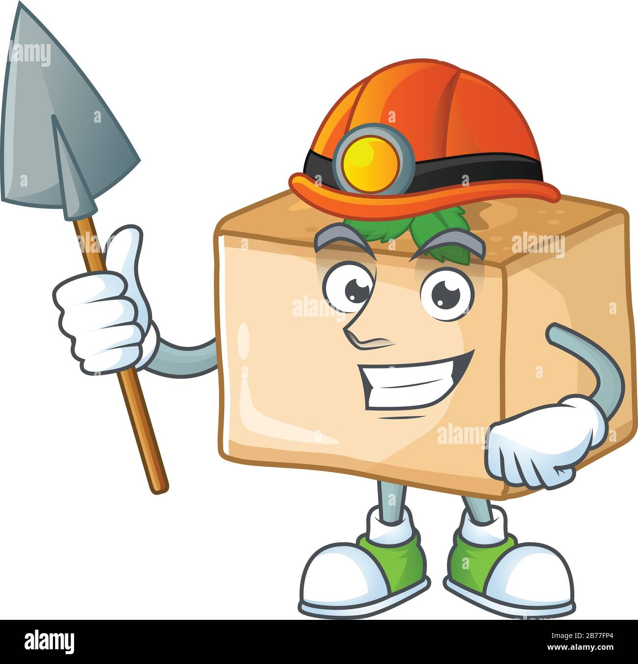 Cool minatore lavoratore di basbousa Cartoon design concept Illustrazione Vettoriale