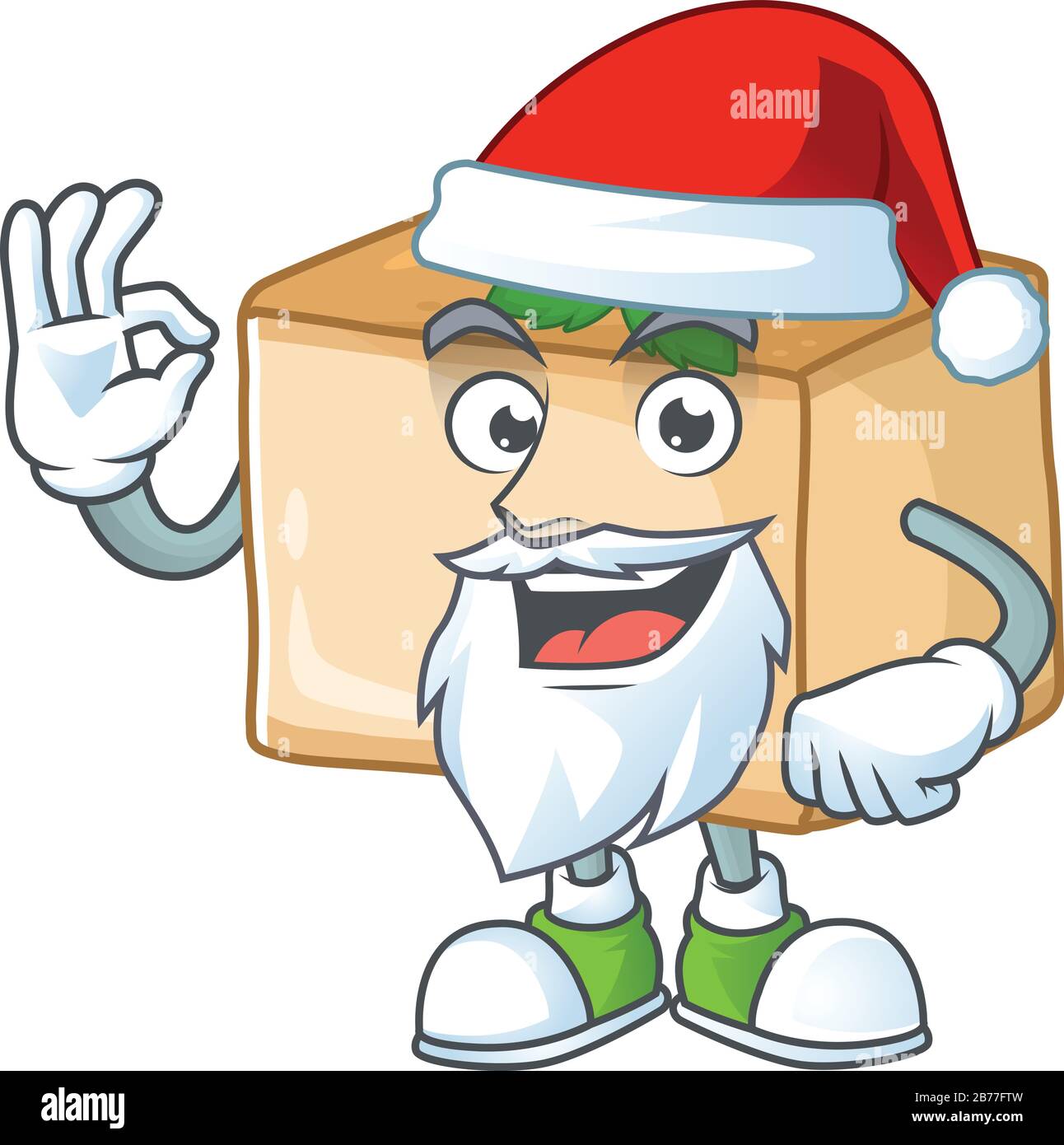 Basbousa cartoon personaggio di Santa mostrando OK dito Illustrazione Vettoriale