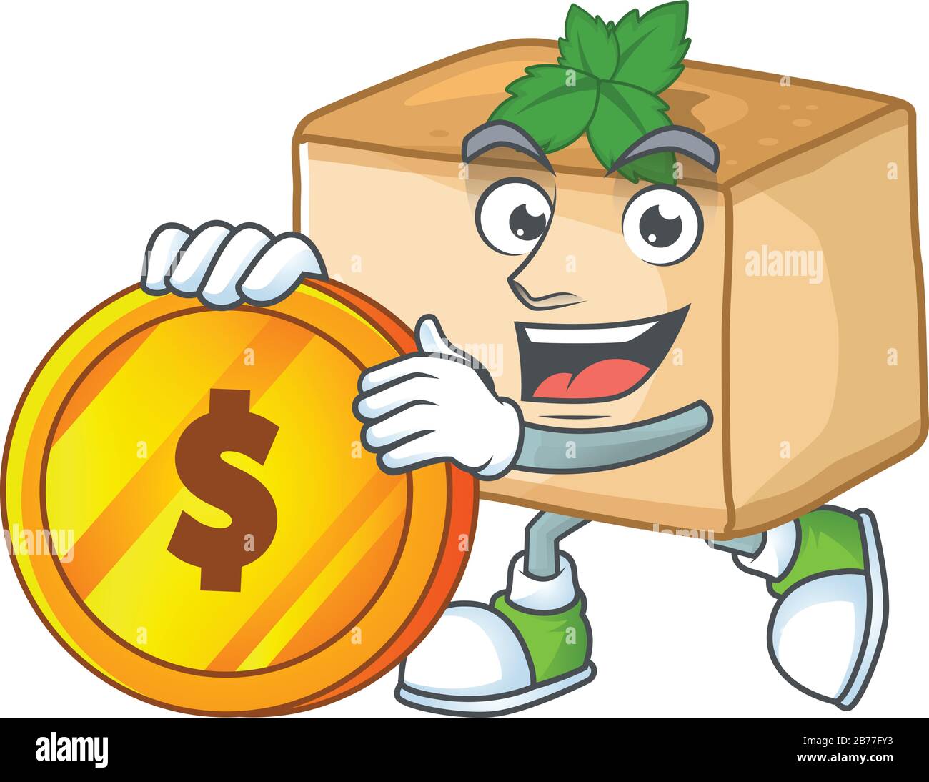mascot cartoon stile personaggio di basbousa che mostra un gesto con un dito Illustrazione Vettoriale