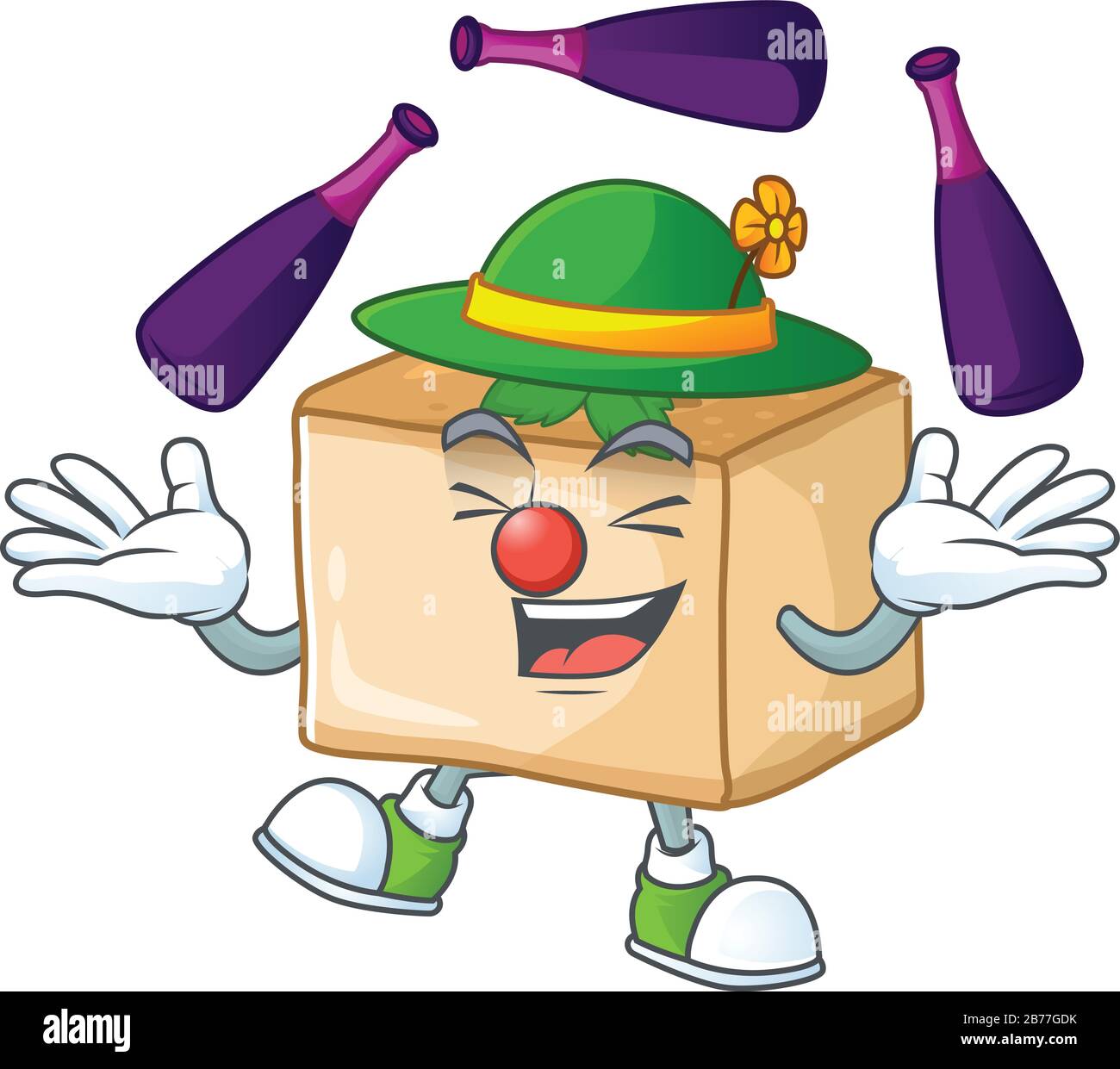 Basbousa Cartoon personaggio concetto amore giocare Juggling Illustrazione Vettoriale
