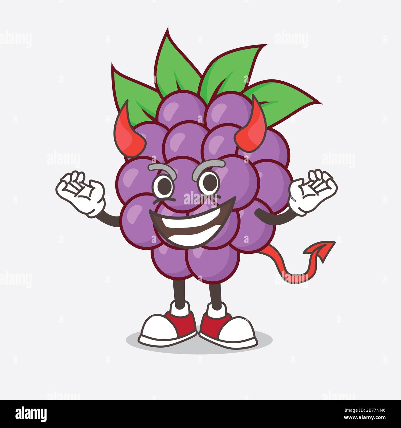 Un'illustrazione di Boysenberries frutta cartoon mascotte personaggio come diavolo crudele Foto Stock
