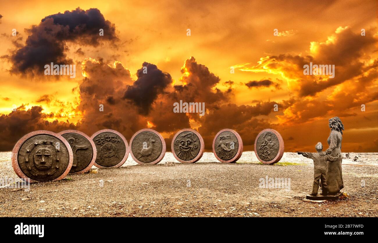 Capo nord terra del sole di mezzanotte Foto Stock