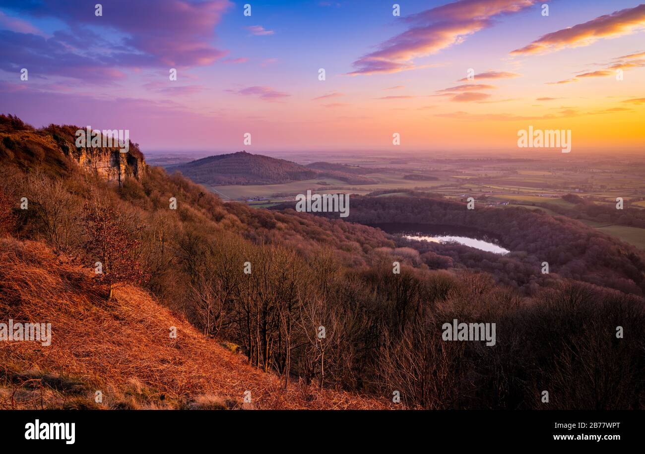 The View from Sutton Bank at Sunset, North Yorkshire, UK Foto Stock
