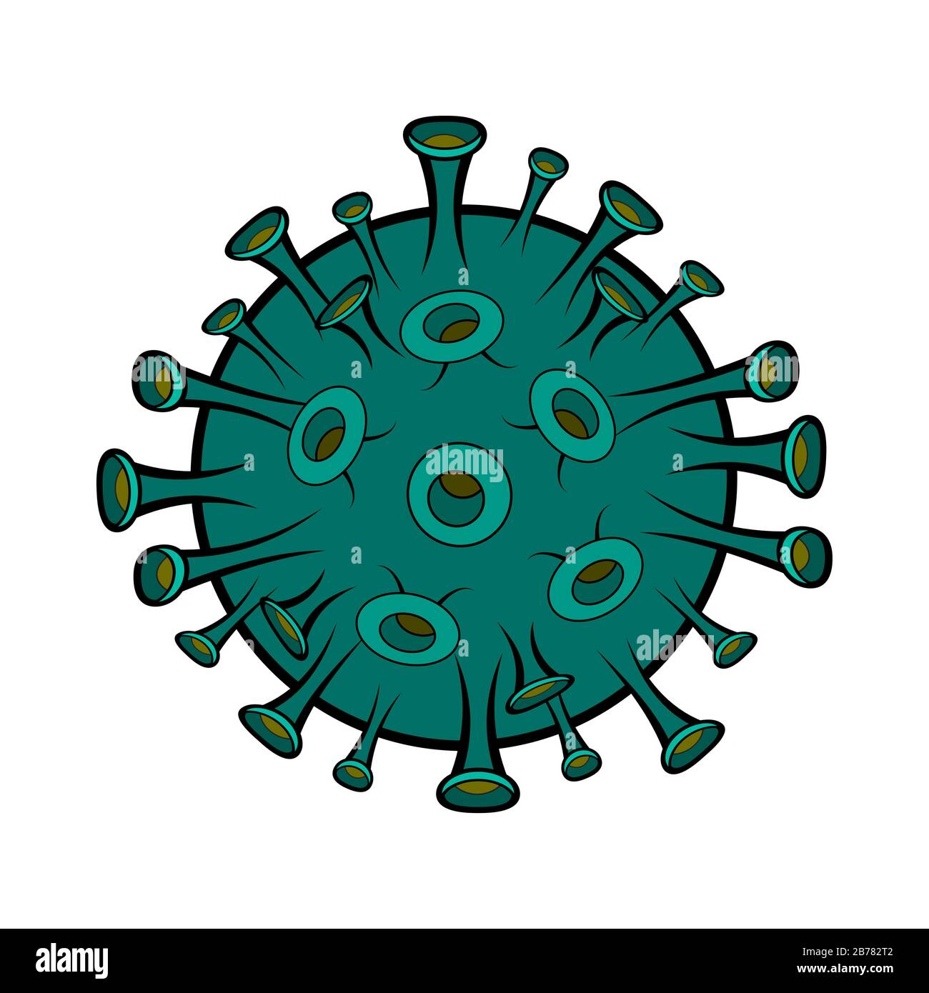 Illustrazione dei cartoni animati di coronavirus isolata su sfondo bianco. Pregate per la cina. Illustrazioni Concept Corona virus COVID-19. Virus wuhan dalla cina. Illustrazione Vettoriale