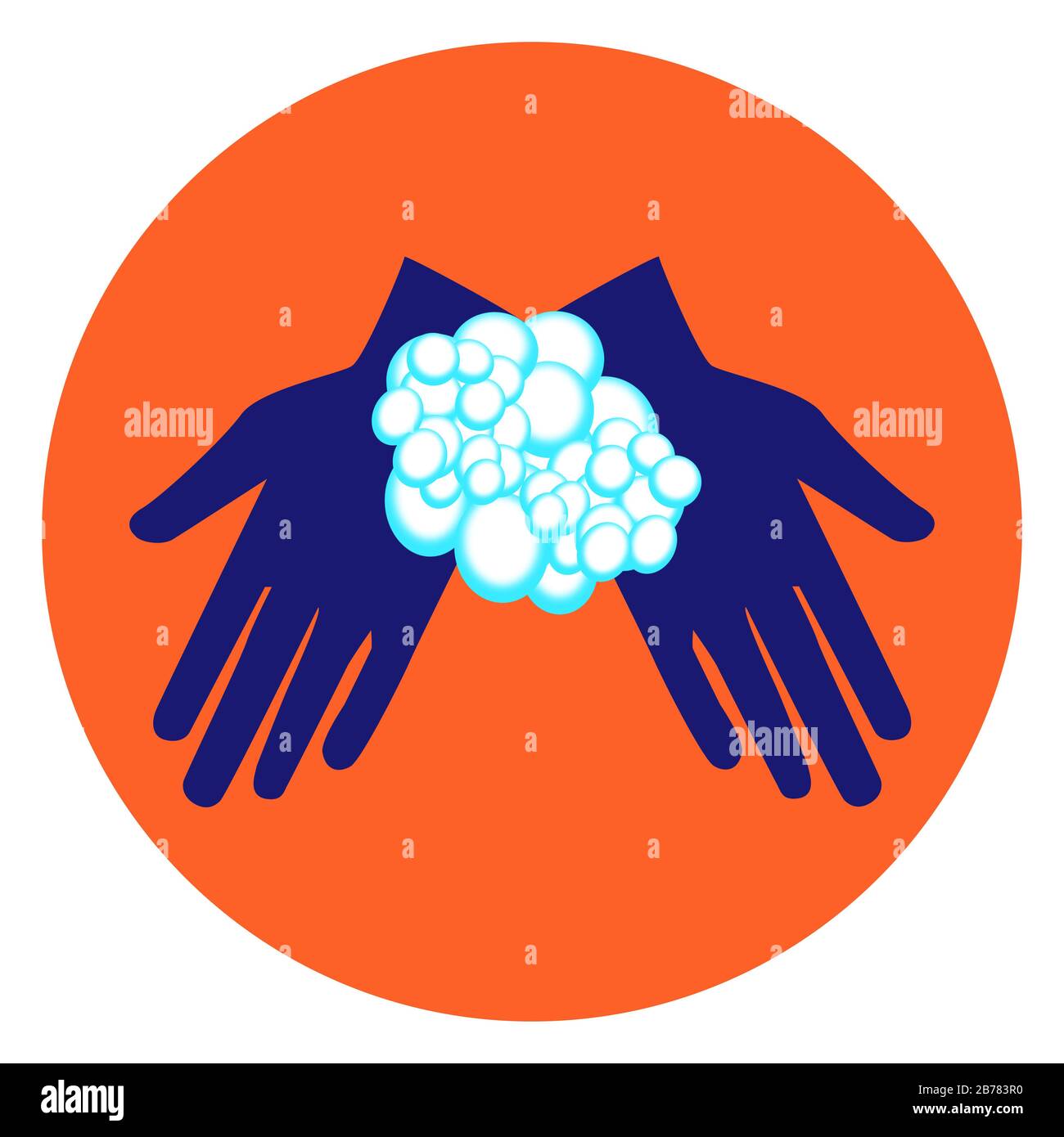 Illustrazione. Simbolo lavaggio mani. Icona delle istruzioni per il lavaggio delle mani. Prevenzione dell'infezione da coronavirus. Covid-19. Foto Stock