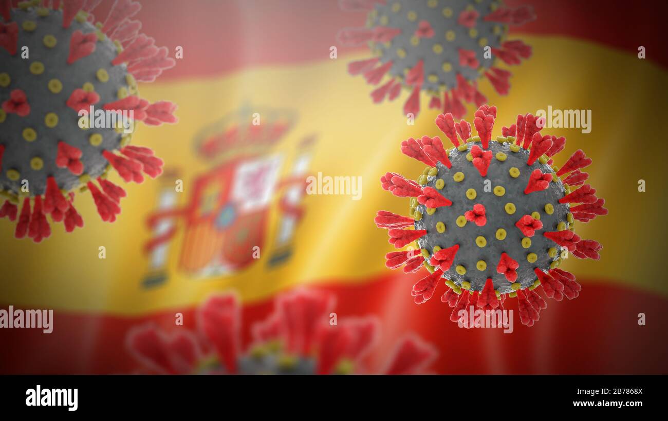 Concetto di scoppio di romanzo di coronavirus pandemico in Spagna Foto Stock