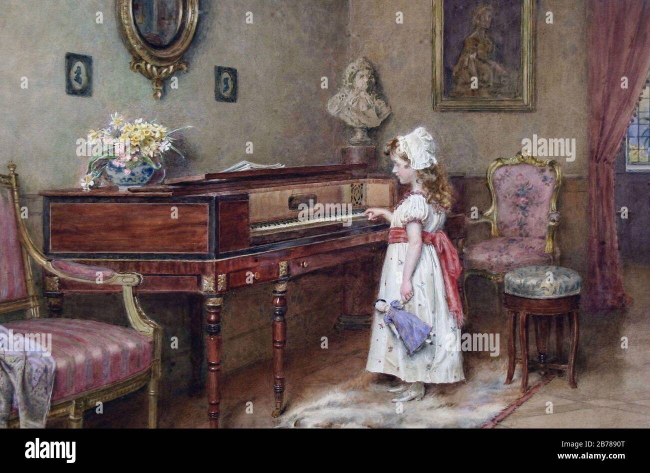 George Goodwin Kilburne Piano Practicefxd. Foto Stock