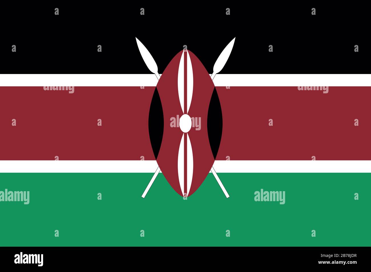 Bandiera del Kenya - rapporto standard bandiera keniota - modalità colore RGB reale Foto Stock