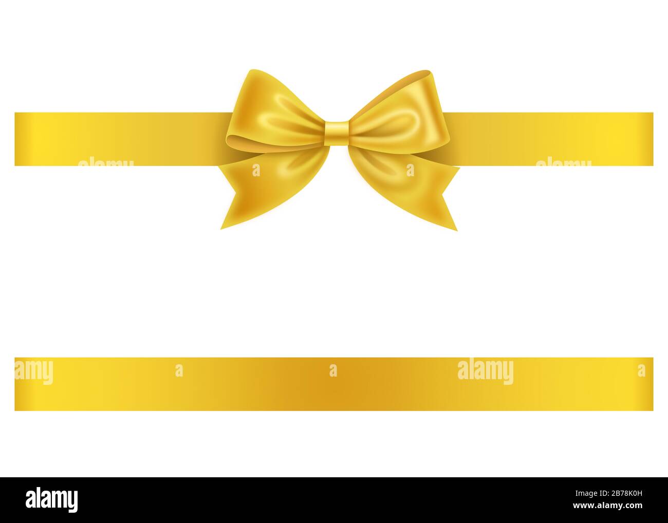 arco giallo e nastro su sfondo bianco Foto Stock