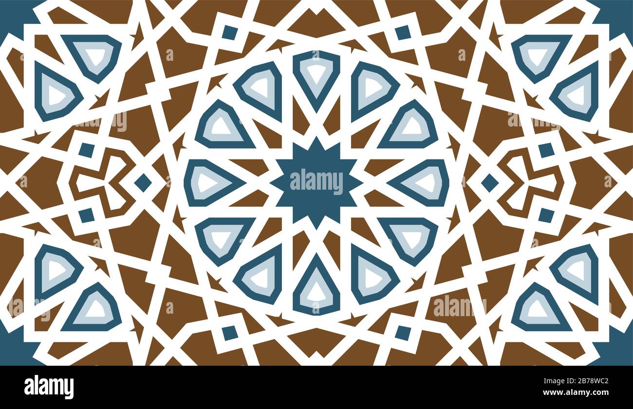 Piastrelle etniche arabe, mosaico vettoriale senza cuciture pattern. Illustrazione Vettoriale