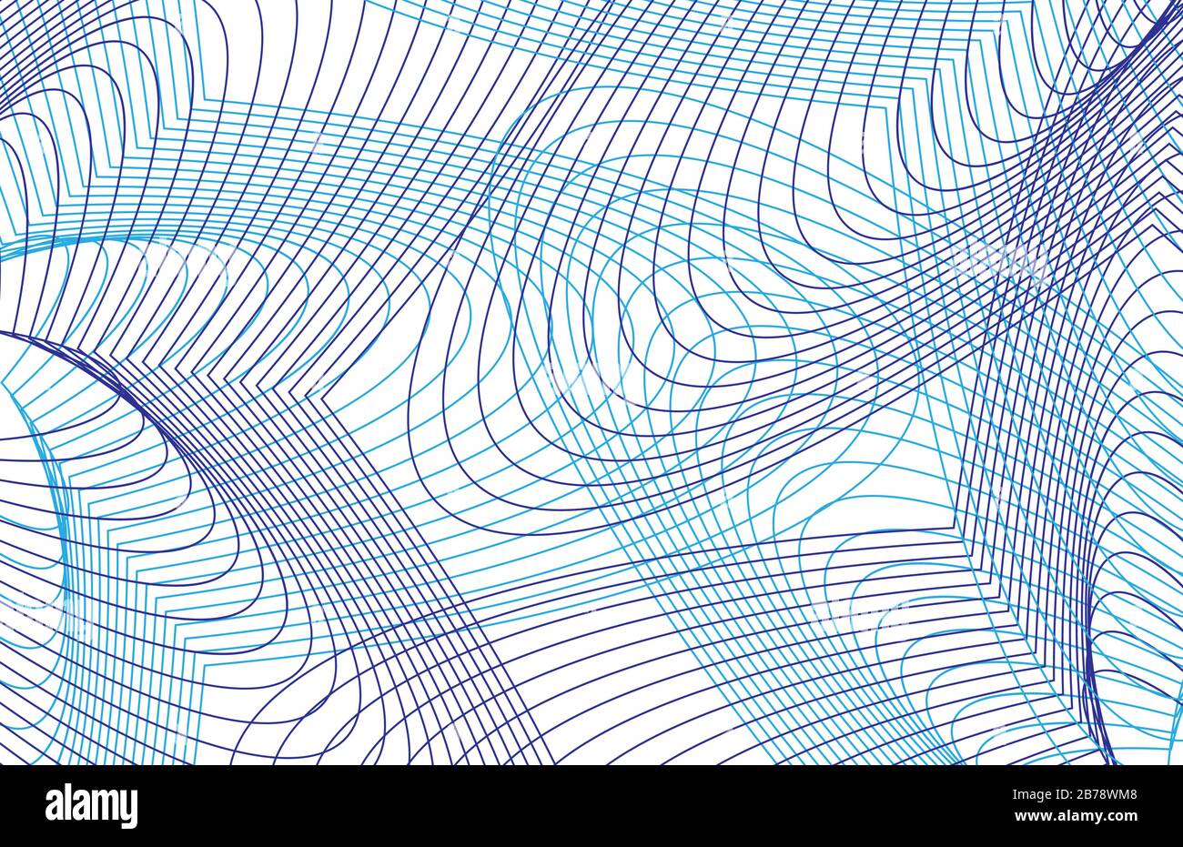 Sicurezza linee ondulate blu guilloche sfondo vettoriale. Illustrazione Vettoriale