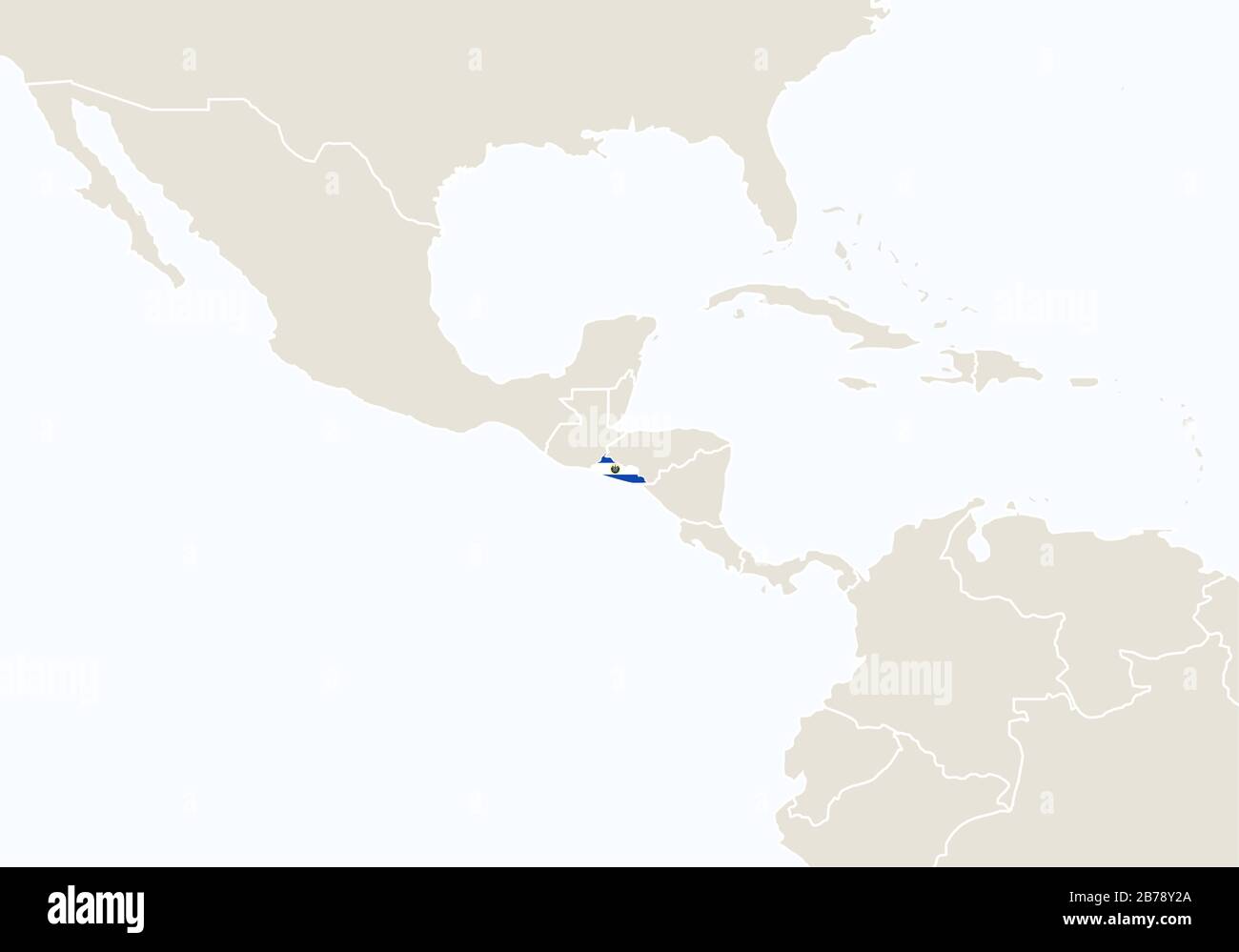 Sud America con mappa di El Salvador evidenziata. Illustrazione Vettoriale. Illustrazione Vettoriale