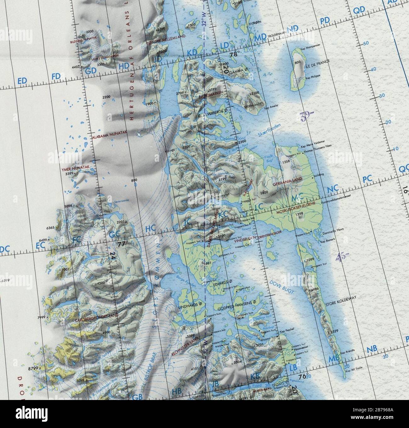 Germania Land - Crop of Operational Navigation Chart B-9, 1a edizione. Foto Stock