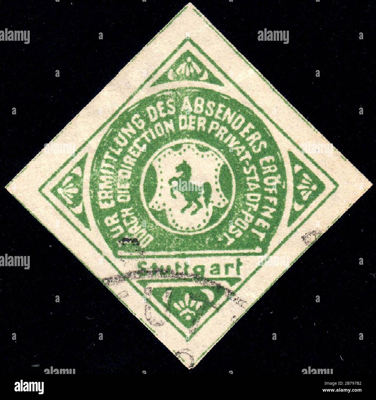 Germania Stuttgart 1886-1900 timbro di tenuta utilizzato verde. Foto Stock