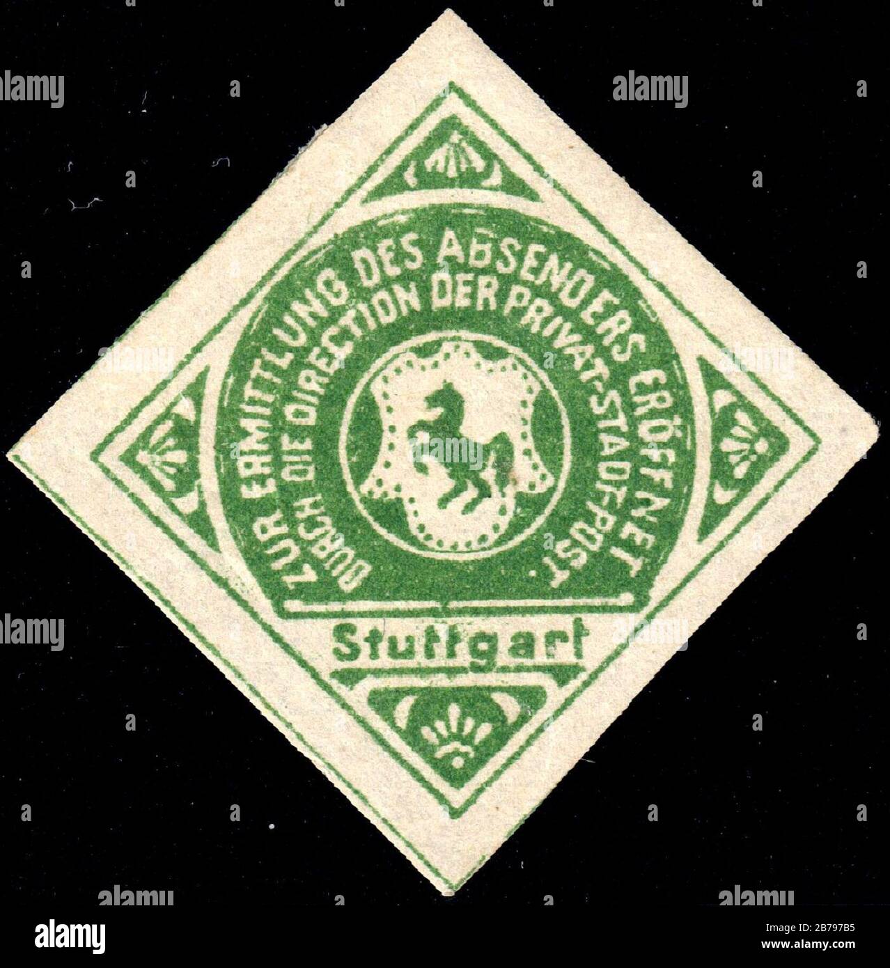 Germania Stuttgart 1886-1900 timbro di chiusura verde inutilizzato. Foto Stock