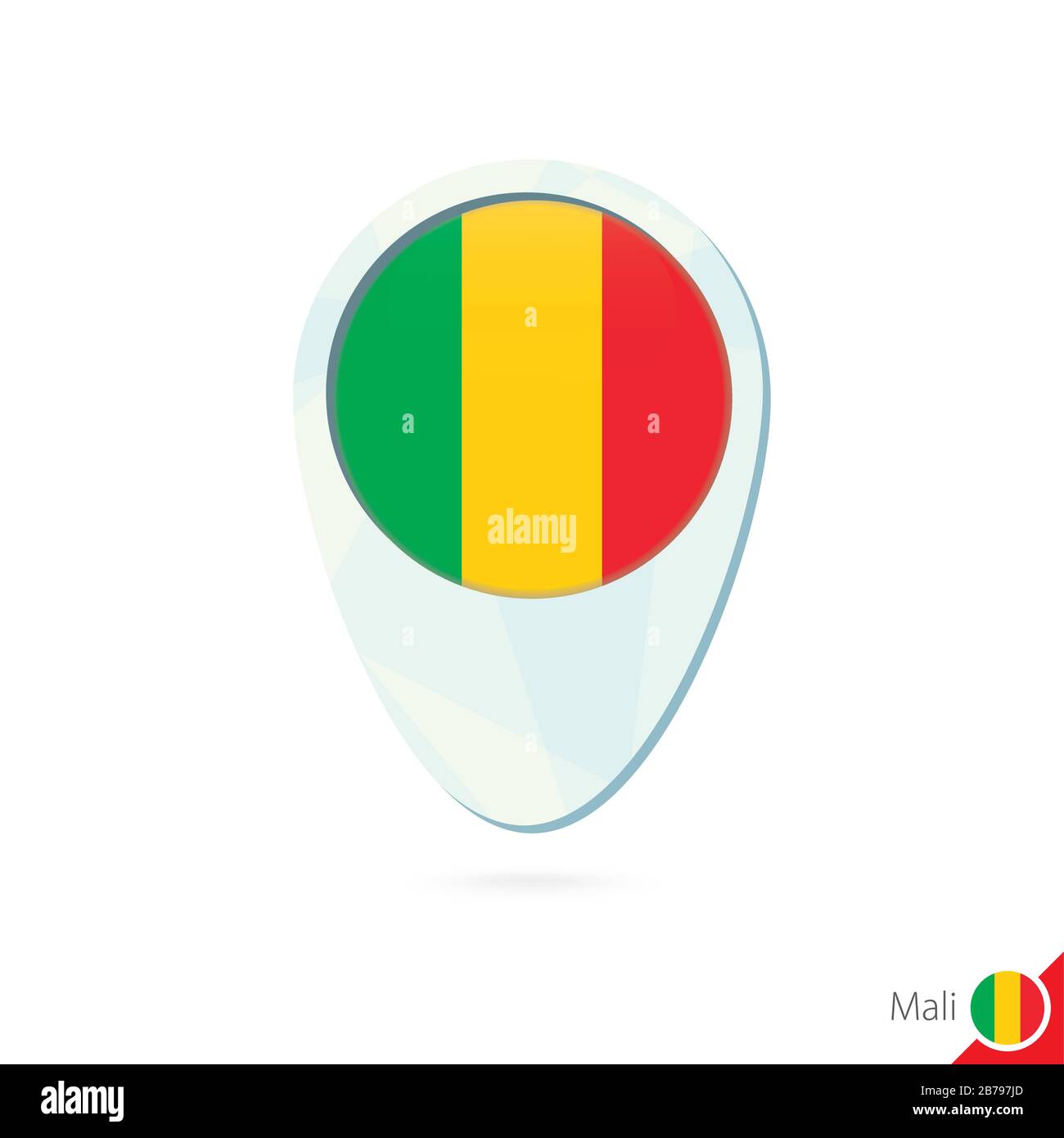 Mali flag posizione mappa icona pin su sfondo bianco. Illustrazione Vettoriale. Illustrazione Vettoriale