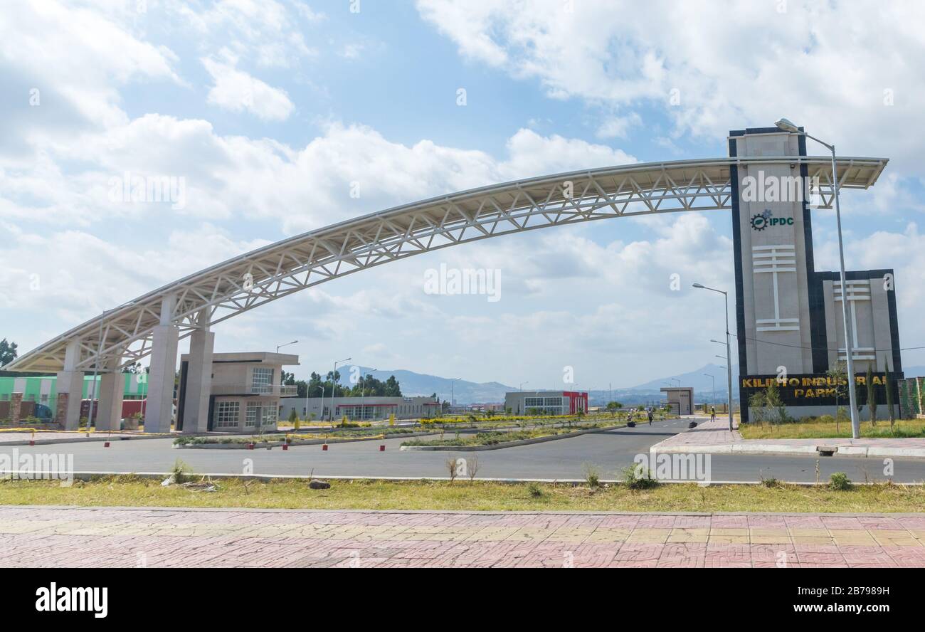 Industrial Parks Development Corporation Gate, Addis Abeba Region, Addis Abeba, Etiopia Foto Stock