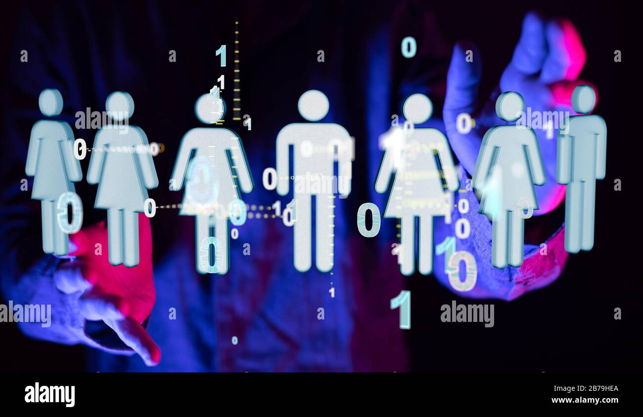 Una mano aperta nel backgroubd scuro Foto Stock