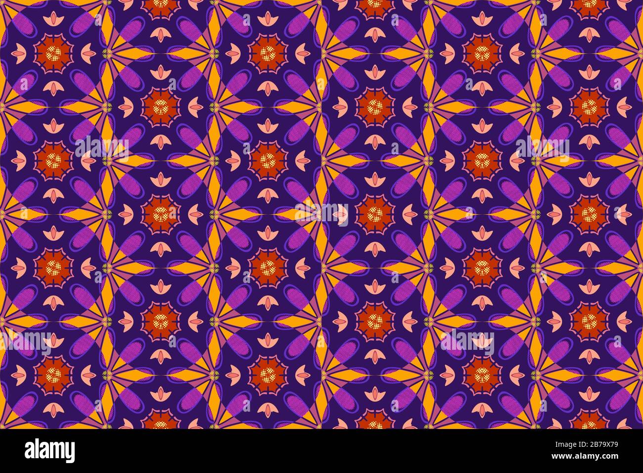 Multicolore fiori geometrici vivaci petali senza cuciture vettoriali per vari sfondi, decorazioni interne e scrapbooking in una tavolozza di colori al neon. Illustrazione Vettoriale