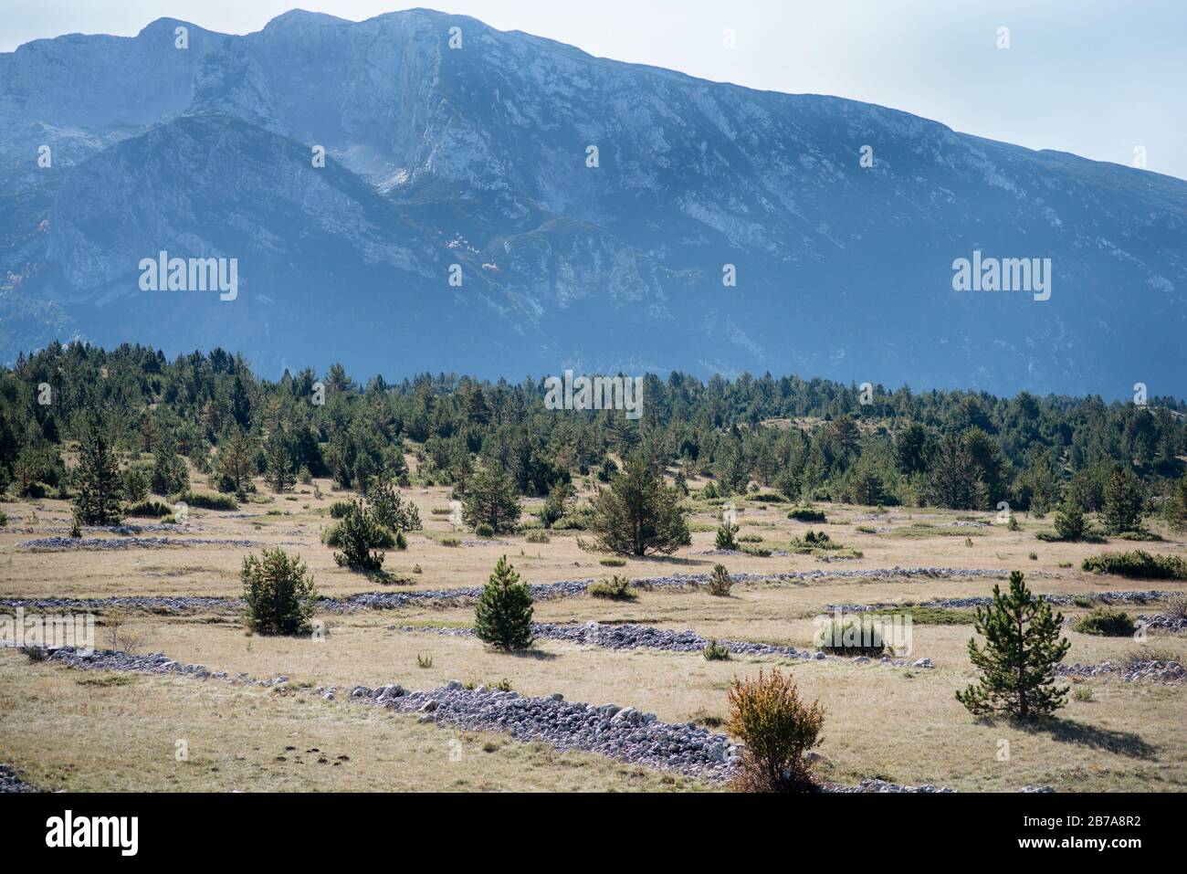 Cima della montagna, bellissima vista, in cima al mondo. Sentieri escursionistici Foto Stock