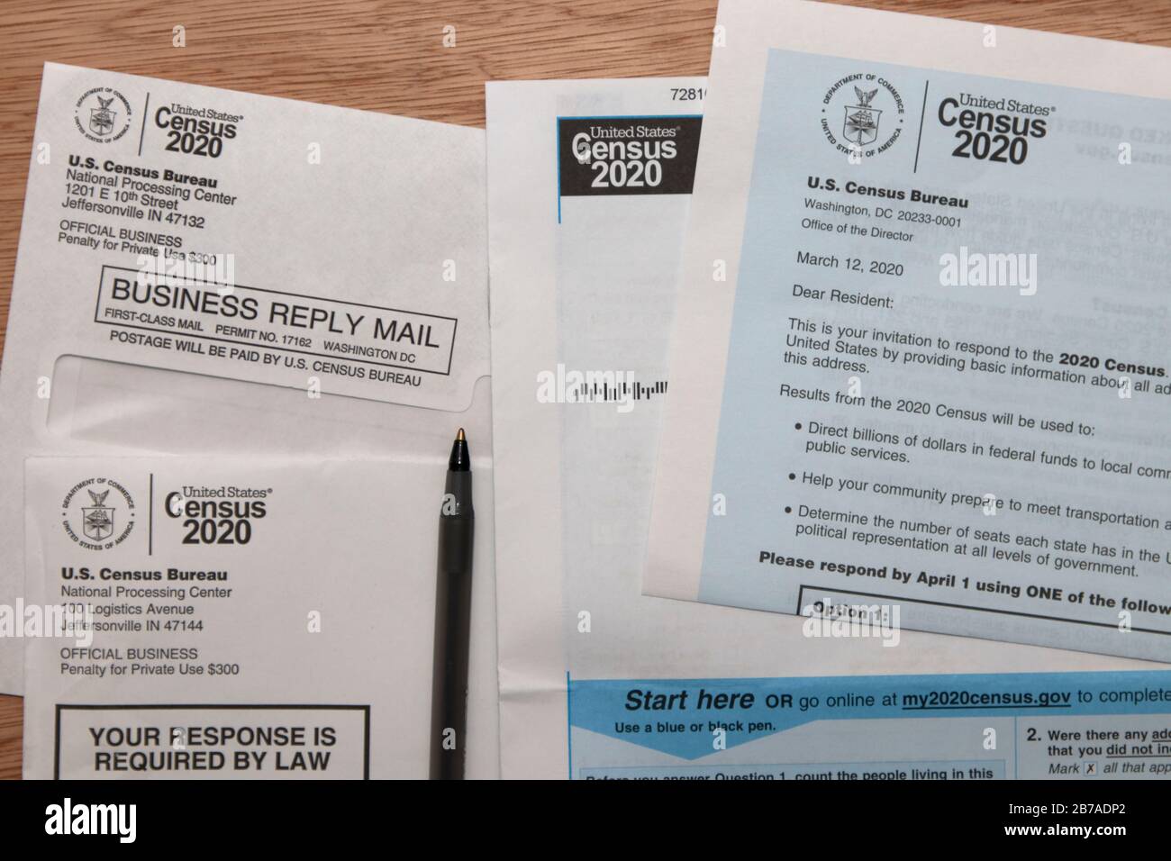 2020 modulo Censimento degli Stati Uniti Foto Stock