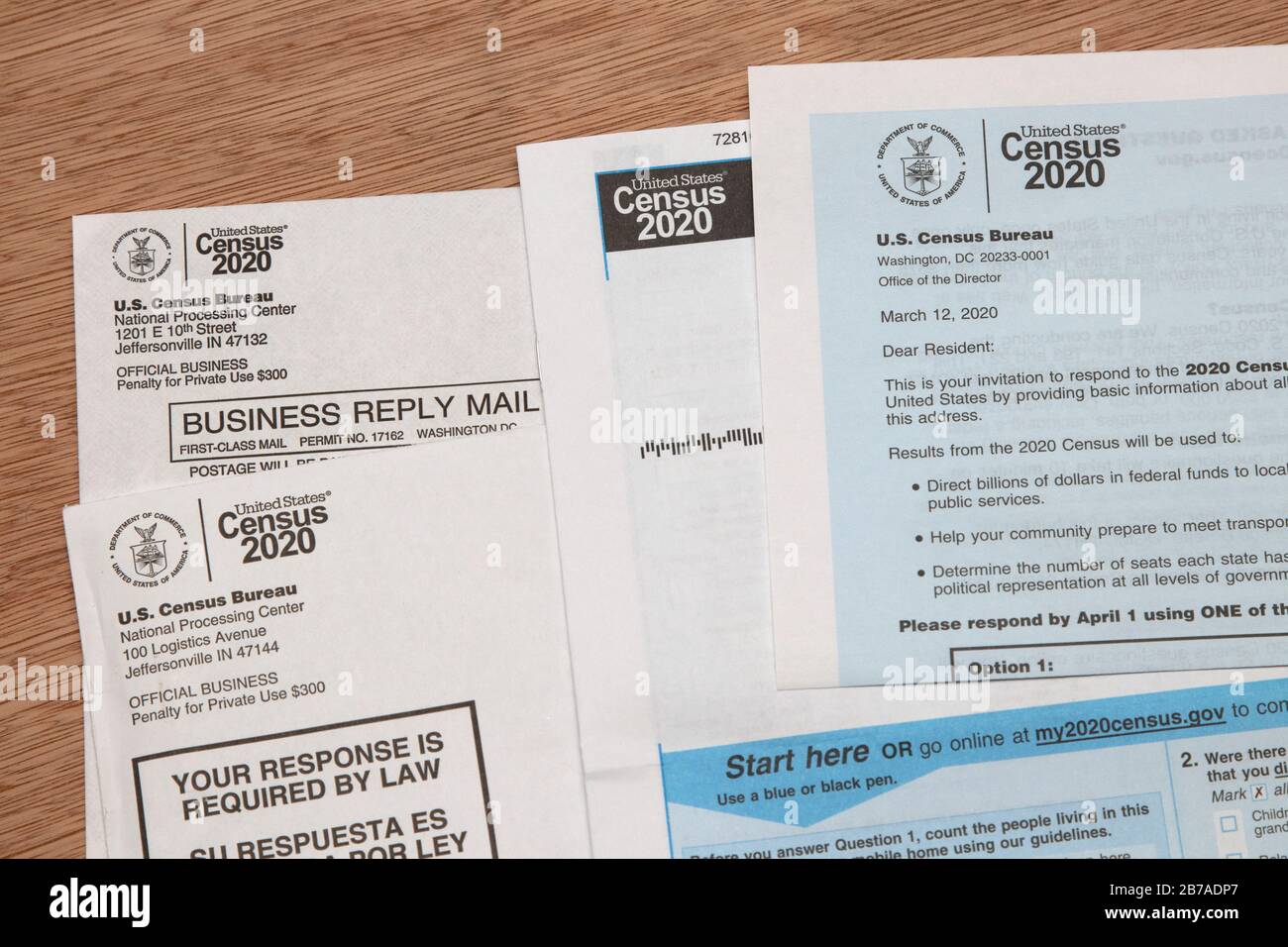 2020 modulo Censimento degli Stati Uniti Foto Stock
