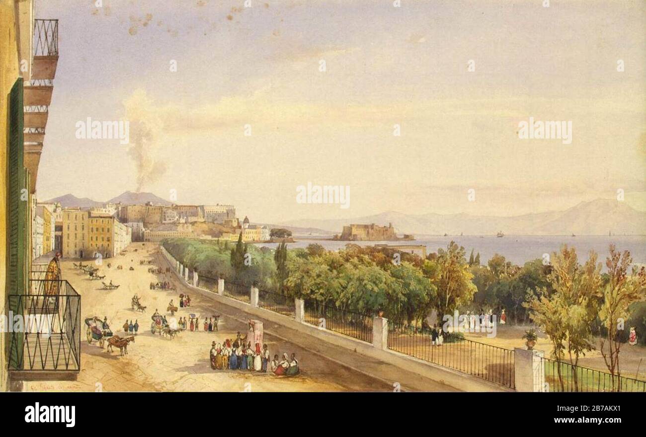 Riviera di Chiaia di Napoli. 1837. Giacinto Gigante - Riviera di Chiaia  Napoli - WGA08973 Foto stock - Alamy