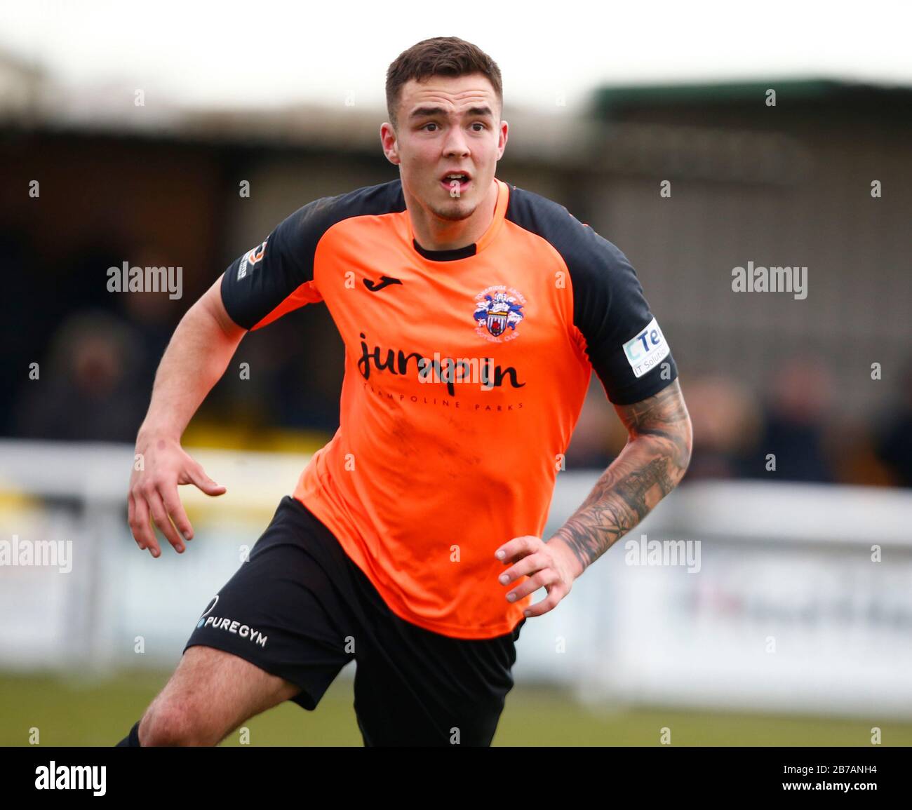 Canvey, Regno Unito. 14 Marzo 2020. Tommy Wood of Tonbridge Angels in azione durante il Vanarama National League South Match tra Concord Rangers e Tonbridge Angels a Thames Road, Canvey Island, il 14 marzo 2020. Credit: Action Foto Sport/Alamy Live News Credit: Action Foto Sport/Alamy Live News Foto Stock