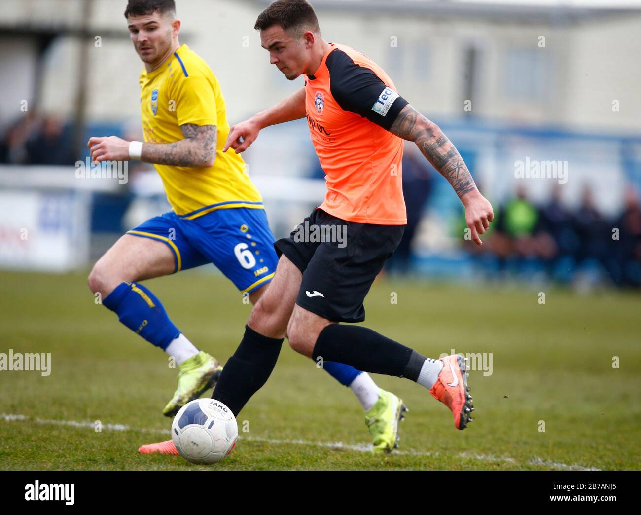 Canvey, Regno Unito. 14 Marzo 2020. Tommy Wood of Tonbridge Angels in azione durante il Vanarama National League South Match tra Concord Rangers e Tonbridge Angels a Thames Road, Canvey Island, il 14 marzo 2020. Credit: Action Foto Sport/Alamy Live News Credit: Action Foto Sport/Alamy Live News Foto Stock