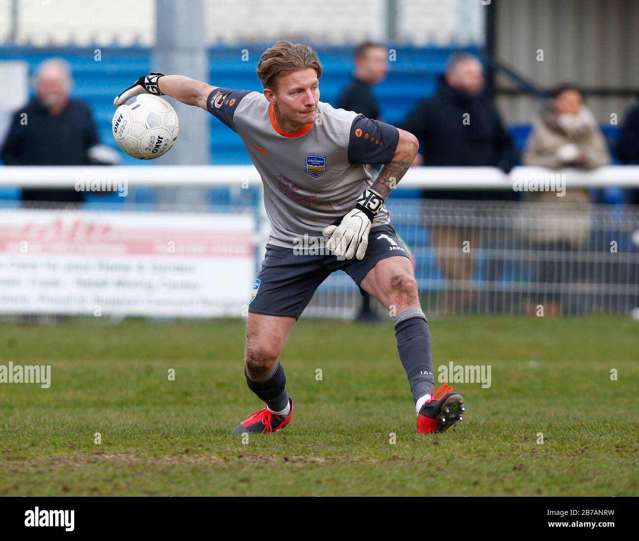 Canvey, Regno Unito. 14 Marzo 2020. Chris Haigh di Concord Rangers in azione durante il Vanarama National League South Match tra Concord Rangers e Tonbridge Angels a Thames Road, Canvey Island, il 14 marzo 2020. Credit: Azione Foto Sport/Alamy Live News Foto Stock