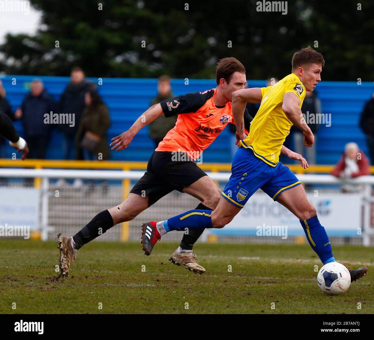Canvey, Regno Unito. 14 Marzo 2020. Billy Roast di Concord Rangers in azione durante il Vanarama National League South Match tra Concord Rangers e Tonbridge Angels a Thames Road, Canvey Island, il 14 marzo 2020. Credit: Azione Foto Sport/Alamy Live News Foto Stock