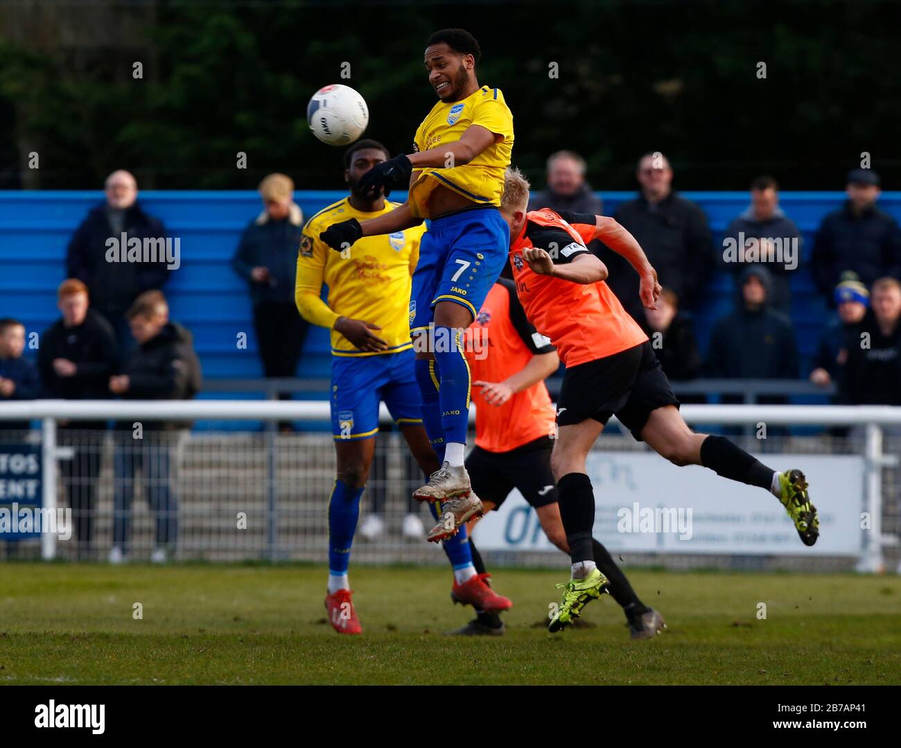 Canvey, Regno Unito. 14 Marzo 2020. Lamar Reynolds di Concord Rangers in azione durante il Vanarama National League South Match tra Concord Rangers e Tonbridge Angels a Thames Road, Canvey Island, il 14 marzo 2020. Credit: Azione Foto Sport/Alamy Live News Foto Stock