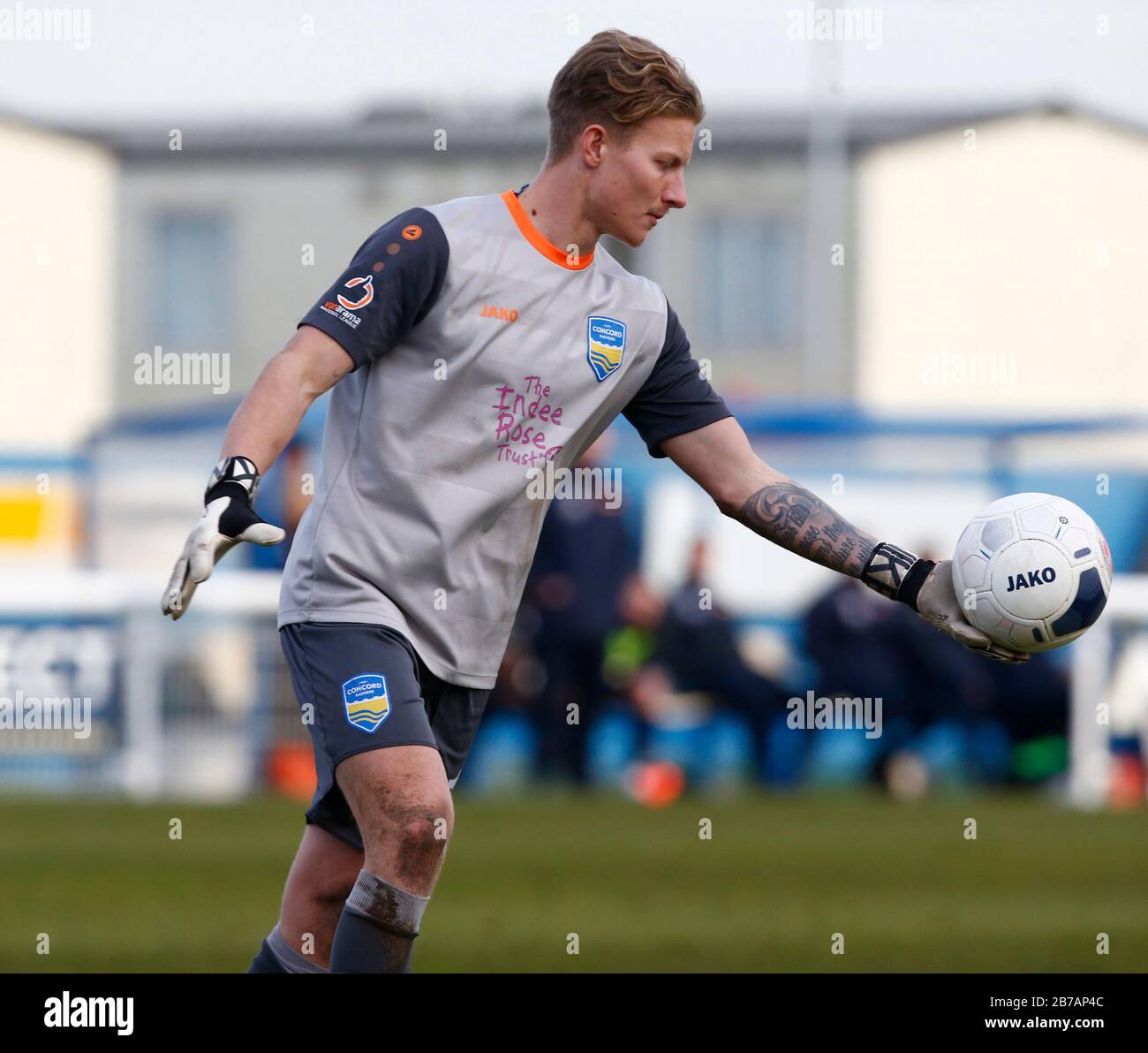 Canvey, Regno Unito. 14 Marzo 2020. Chris Haigh di Concord Rangers in azione durante il Vanarama National League South Match tra Concord Rangers e Tonbridge Angels a Thames Road, Canvey Island, il 14 marzo 2020. Credit: Azione Foto Sport/Alamy Live News Foto Stock