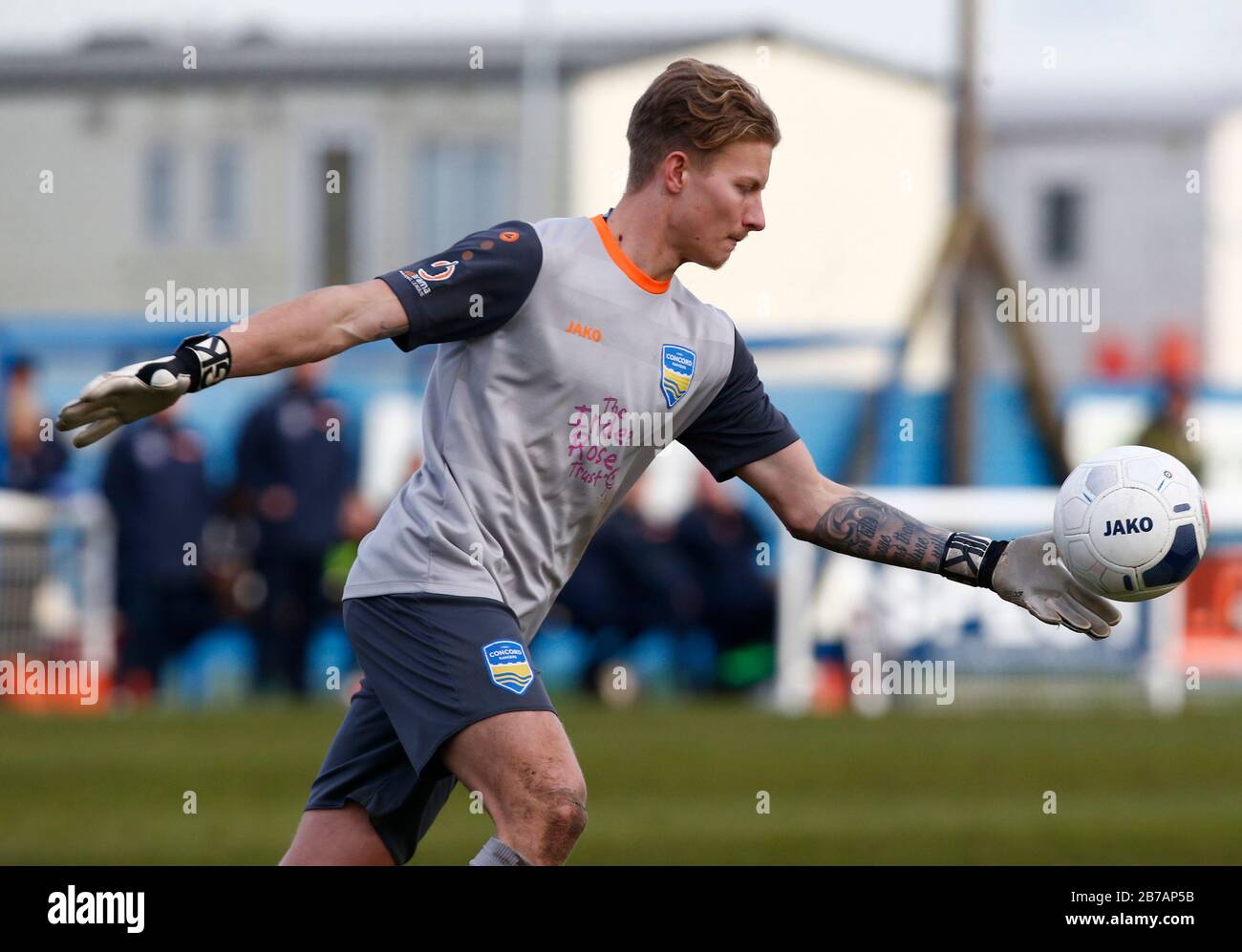 Canvey, Regno Unito. 14 Marzo 2020. Chris Haigh di Concord Rangers in azione durante il Vanarama National League South Match tra Concord Rangers e Tonbridge Angels a Thames Road, Canvey Island, il 14 marzo 2020. Credit: Azione Foto Sport/Alamy Live News Foto Stock