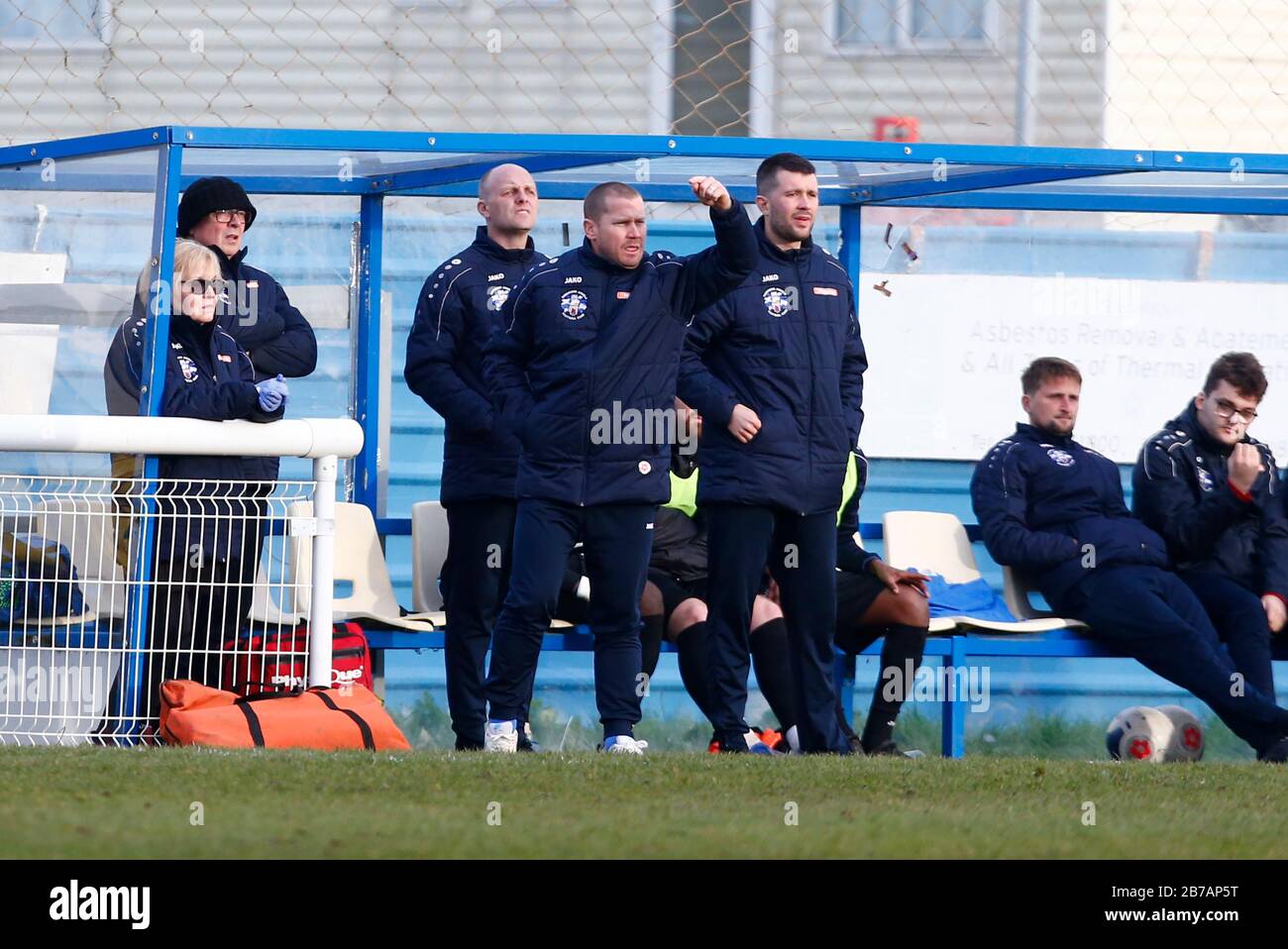 Canvey, Regno Unito. 14 Marzo 2020. Steve McKim Coach di Tonbridge Angels durante la partita Sud della Vanarama National League tra Concord Rangers e Tonbridge Angels a Thames Road, Canvey Island, il 14 marzo 2020. Credit: Azione Foto Sport/Alamy Live News Foto Stock