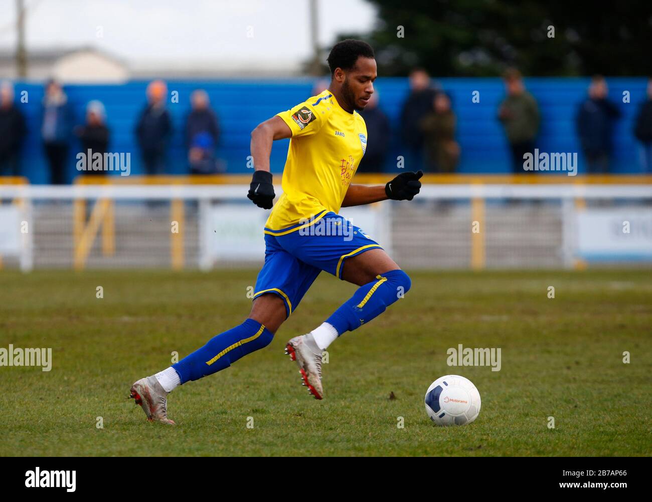 Canvey, Regno Unito. 14 Marzo 2020. Lamar Reynolds di Concord Rangers in azione durante il Vanarama National League South Match tra Concord Rangers e Tonbridge Angels a Thames Road, Canvey Island, il 14 marzo 2020. Credit: Azione Foto Sport/Alamy Live News Foto Stock