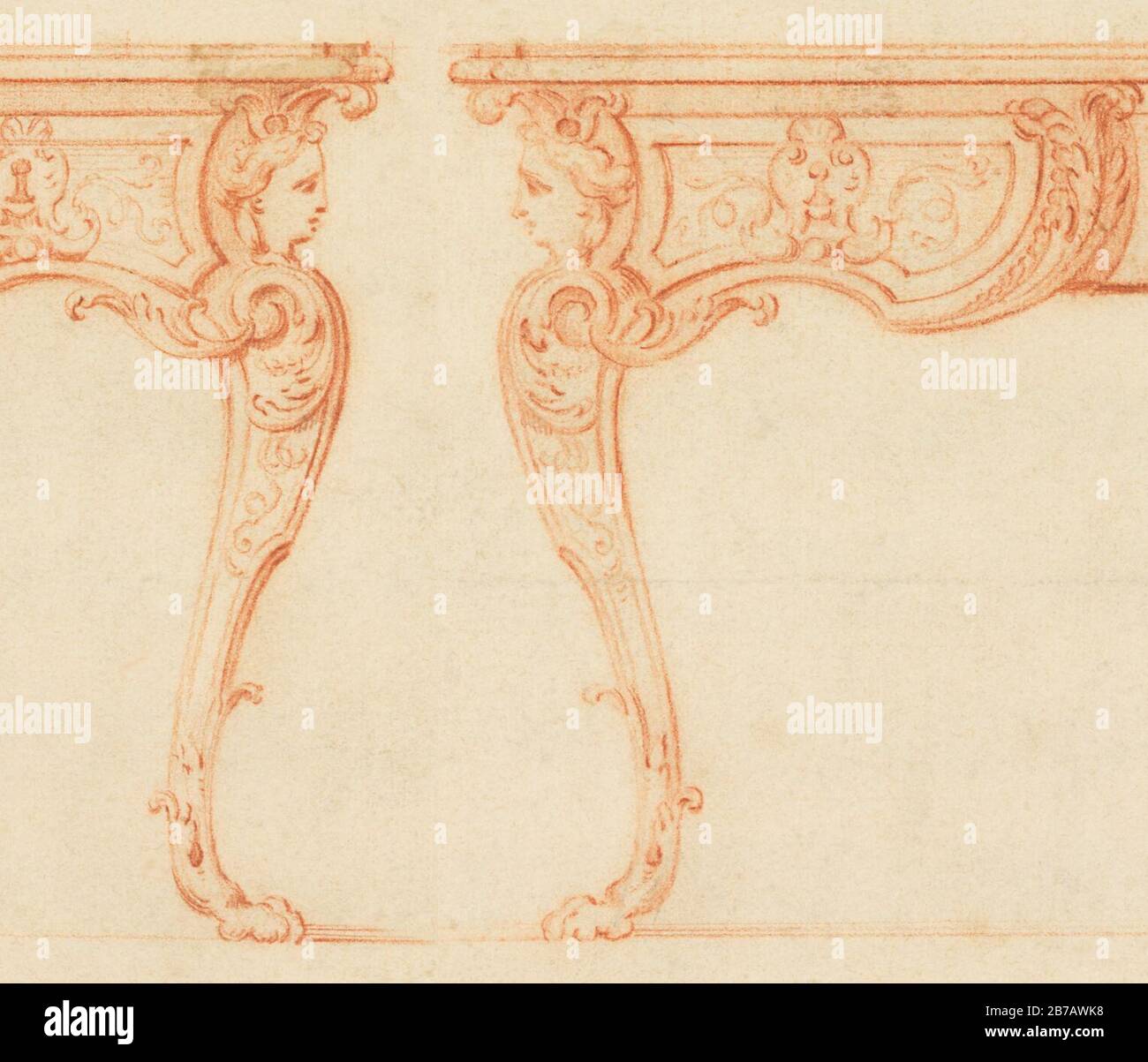 Dettagli su Gilles-Marie-Oppenord Elevation-of-a-Writing-Desk Foto Stock